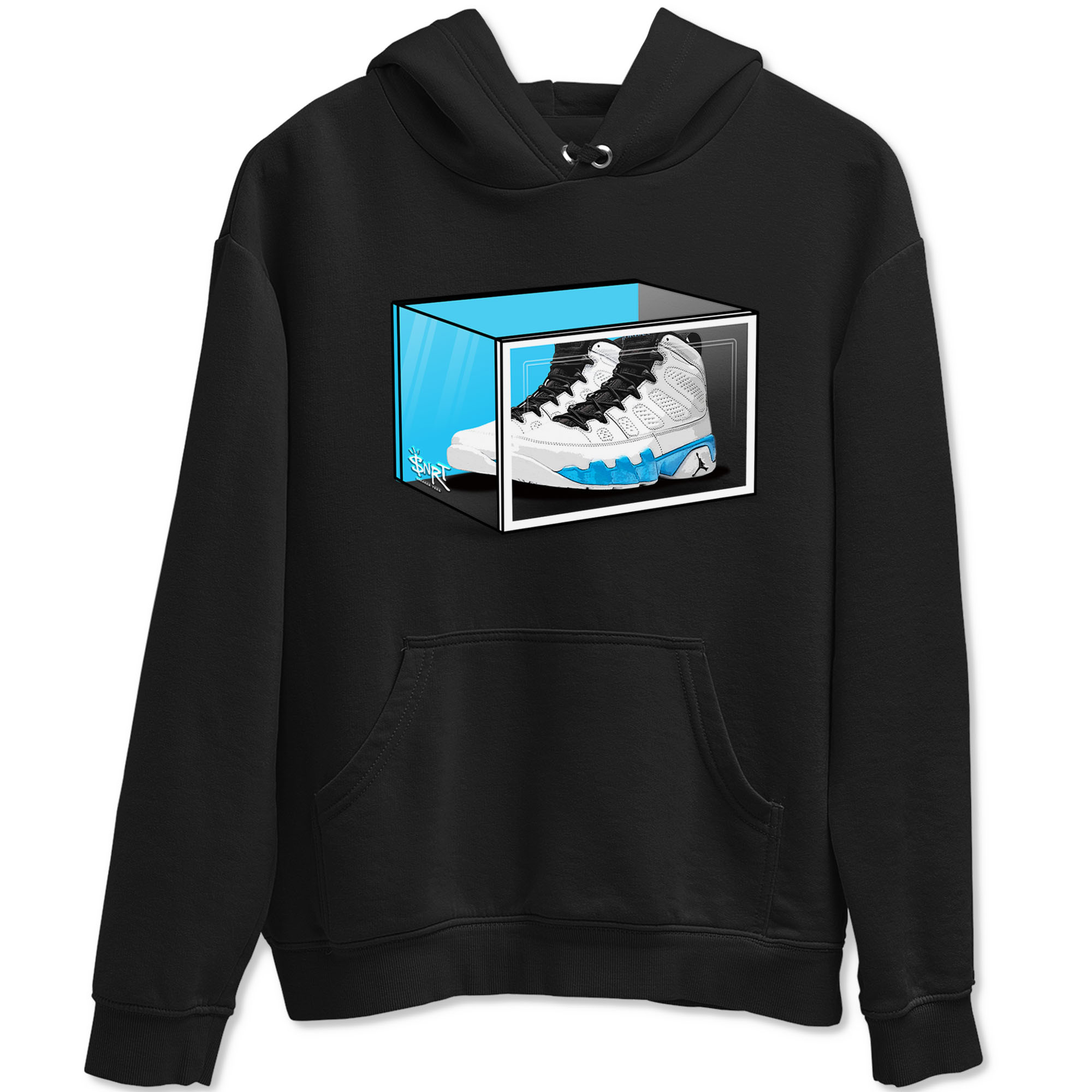 AJ9 Powder Blue shirt to match jordans Shoe Box sneaker tees Air Jordan 9 Retro Powder Blue Drip Gear Zone unisex cotton Black 2 crew neck shirt