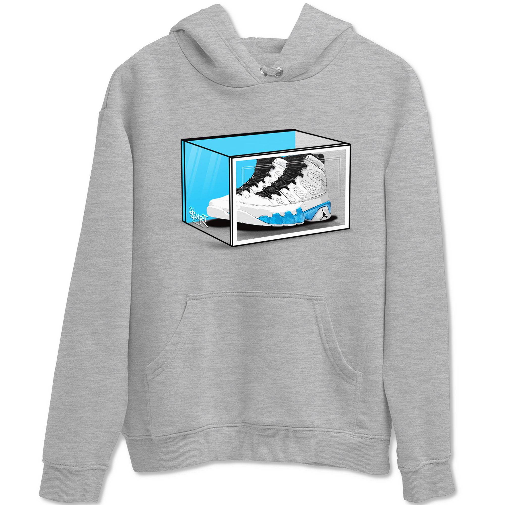 AJ9 Powder Blue shirt to match jordans Shoe Box sneaker tees Air Jordan 9 Retro Powder Blue Drip Gear Zone unisex cotton Heather Grey 2 crew neck shirt