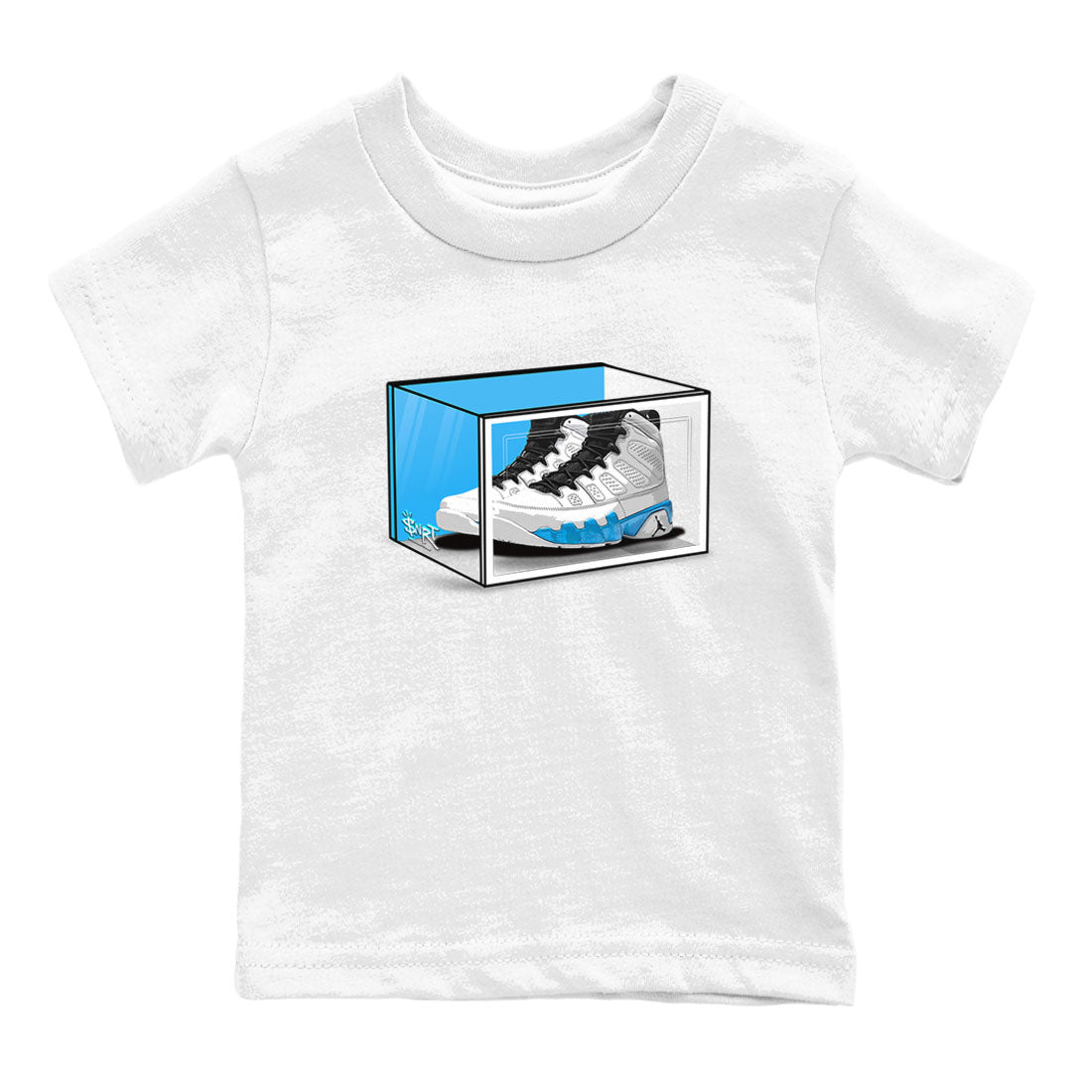 AJ9 Powder Blue shirt to match jordans Shoe Box sneaker tees Air Jordan 9 Retro Powder Blue Drip Gear Zone baby toddler White 2 cotton Shirt