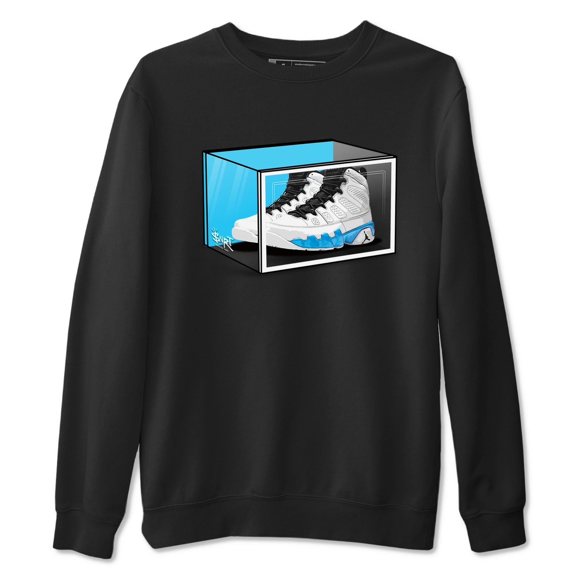 AJ9 Powder Blue shirt to match jordans Shoe Box sneaker tees Air Jordan 9 Retro Powder Blue Drip Gear Zone unisex cotton Black 2 crew neck shirt