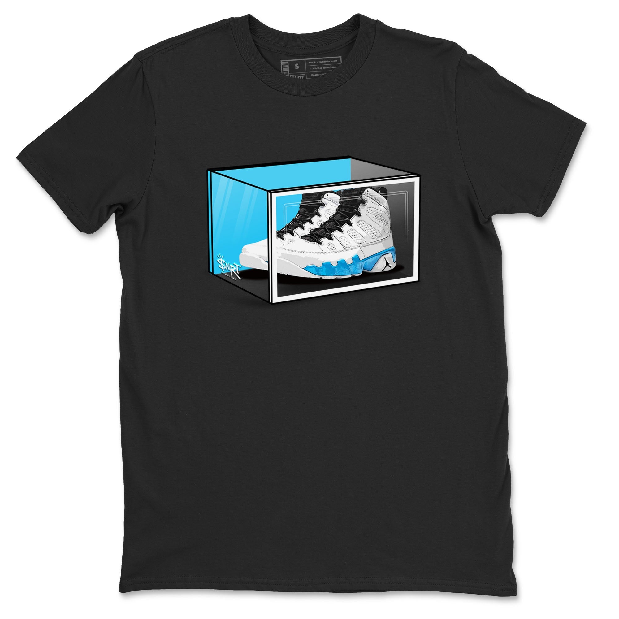 AJ9 Powder Blue shirt to match jordans Shoe Box sneaker tees Air Jordan 9 Retro Powder Blue Drip Gear Zone unisex cotton Black 2 crew neck shirt