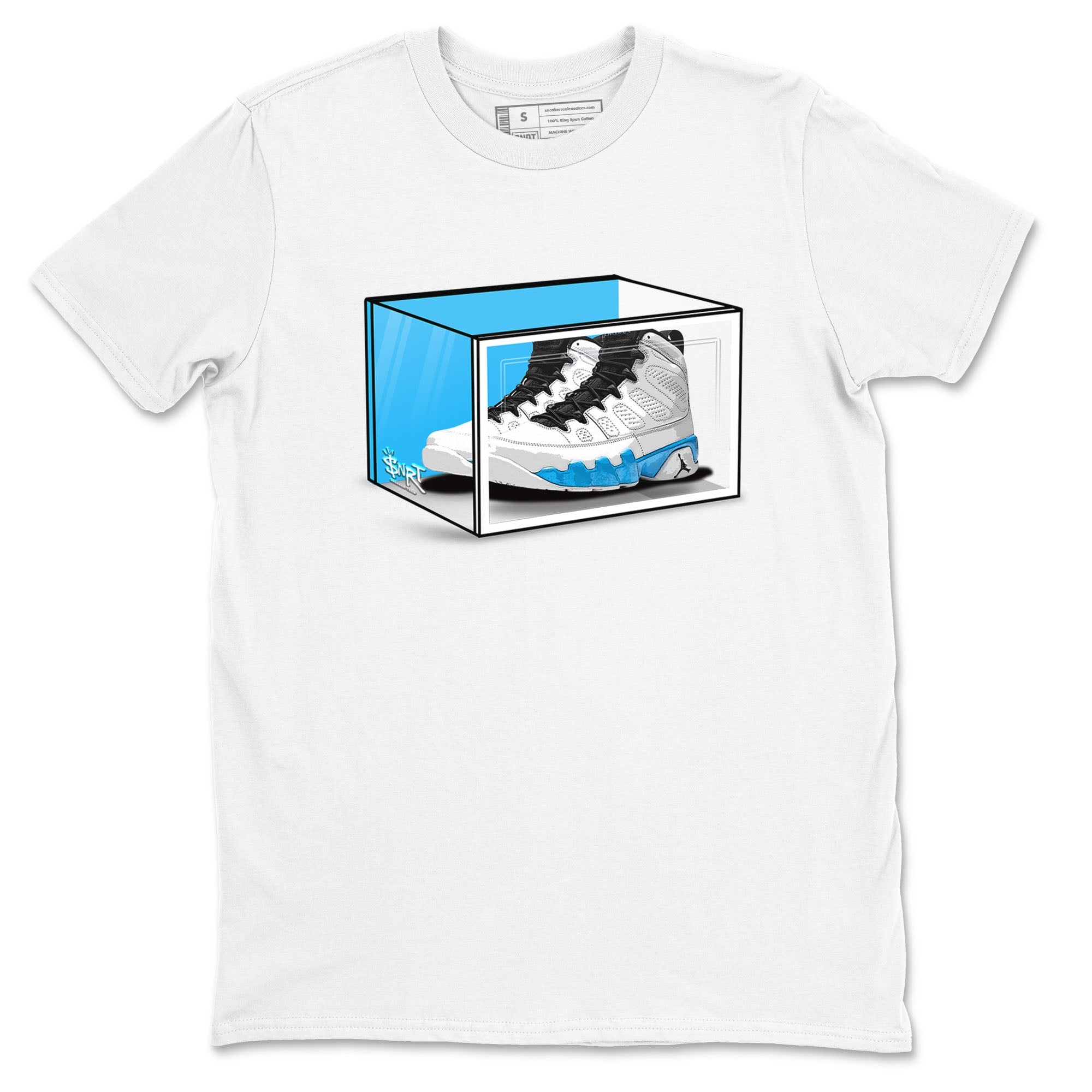 AJ9 Powder Blue shirt to match jordans Shoe Box sneaker tees Air Jordan 9 Retro Powder Blue Drip Gear Zone unisex cotton White 2 crew neck shirt
