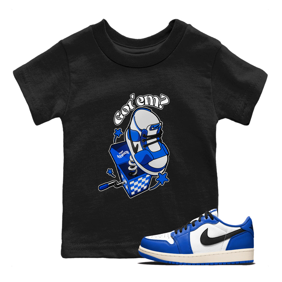 AJ1 Game Royal shirt to match jordans Shoe In The Box sneaker tees Air Jordan 1 Game Royal Drip Gear Zone baby toddler Black 1 cotton Shirt