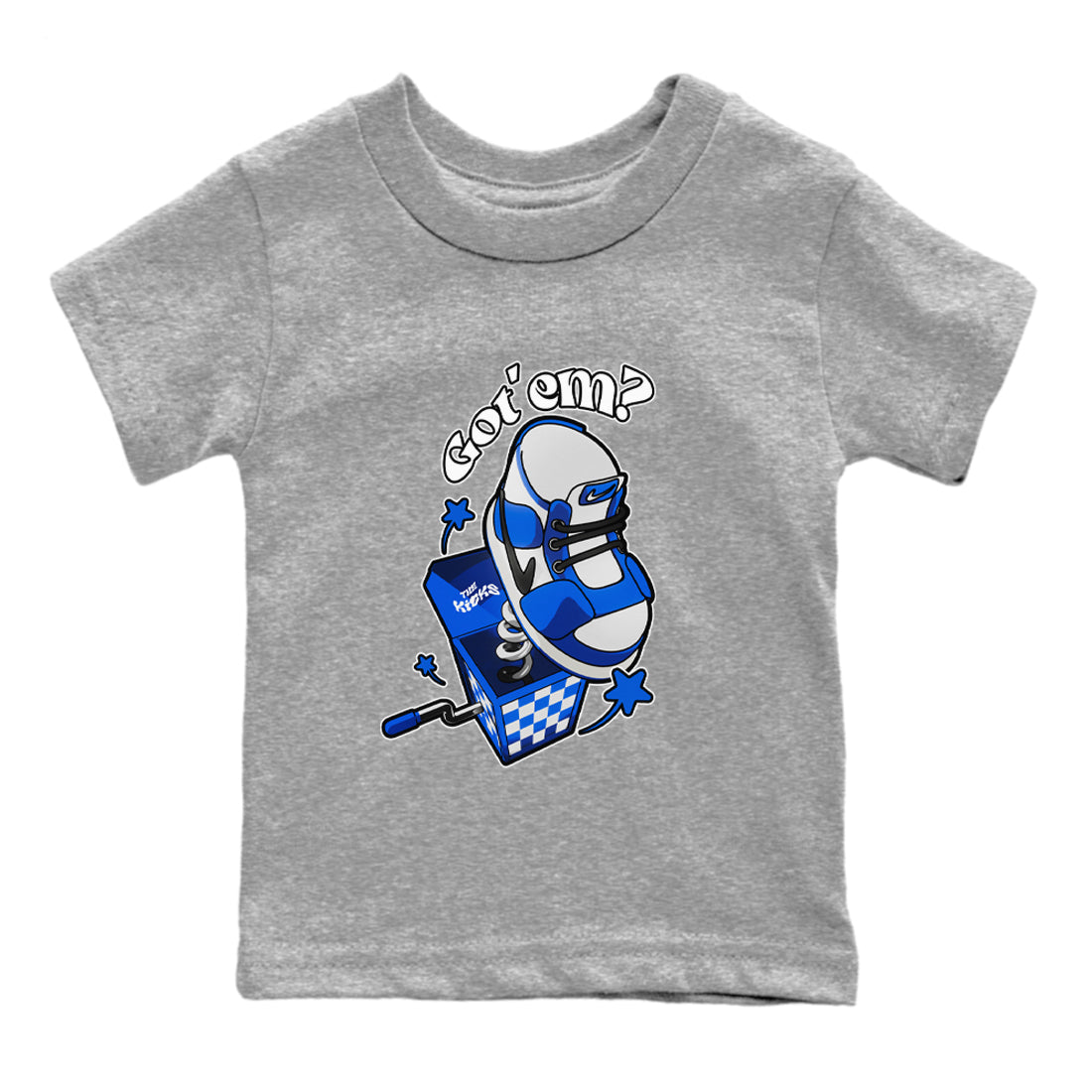 AJ1 Game Royal shirt to match jordans Shoe In The Box sneaker tees Air Jordan 1 Game Royal Drip Gear Zone baby toddler Heather Grey 2 cotton Shirt