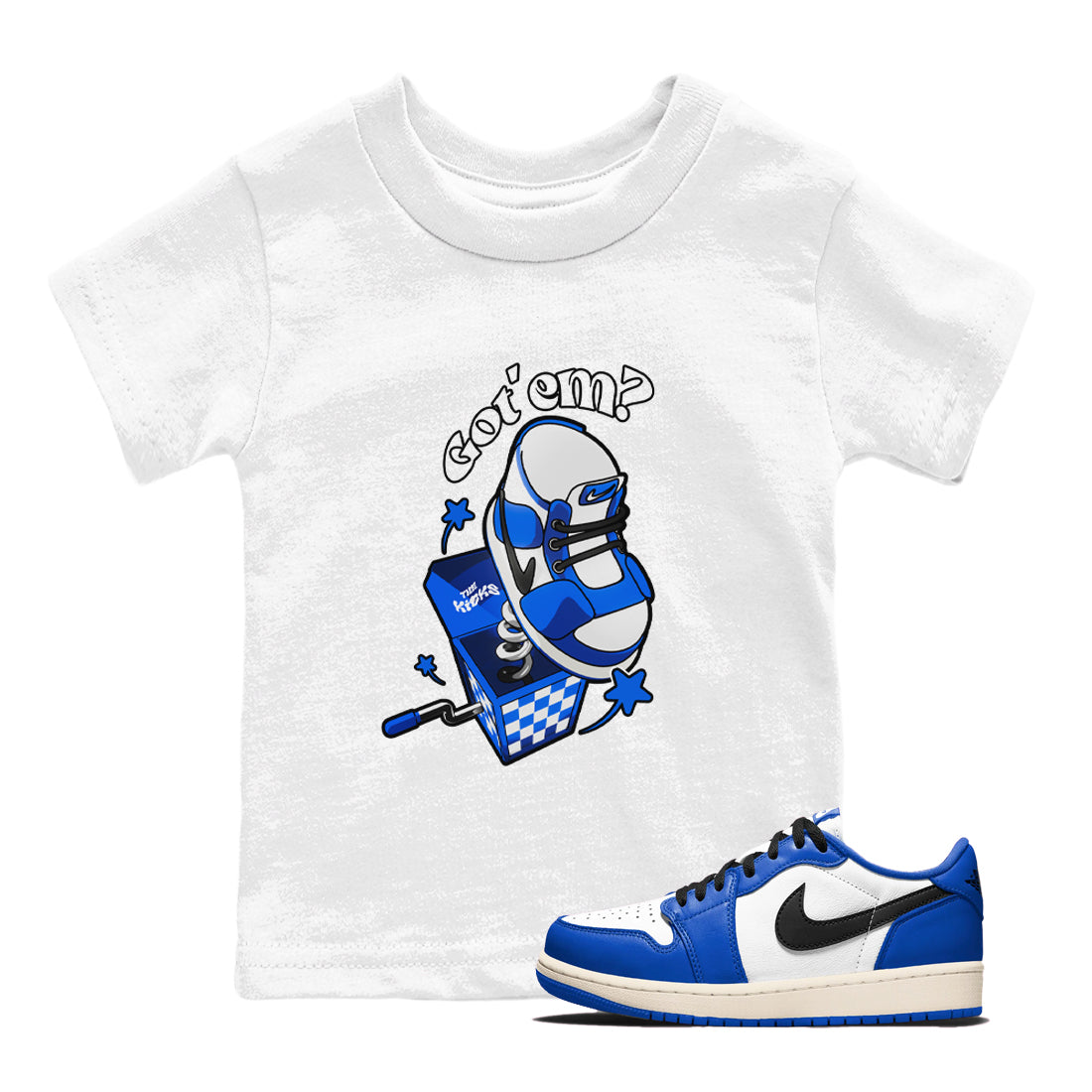 AJ1 Game Royal shirt to match jordans Shoe In The Box sneaker tees Air Jordan 1 Game Royal Drip Gear Zone baby toddler White 1 cotton Shirt