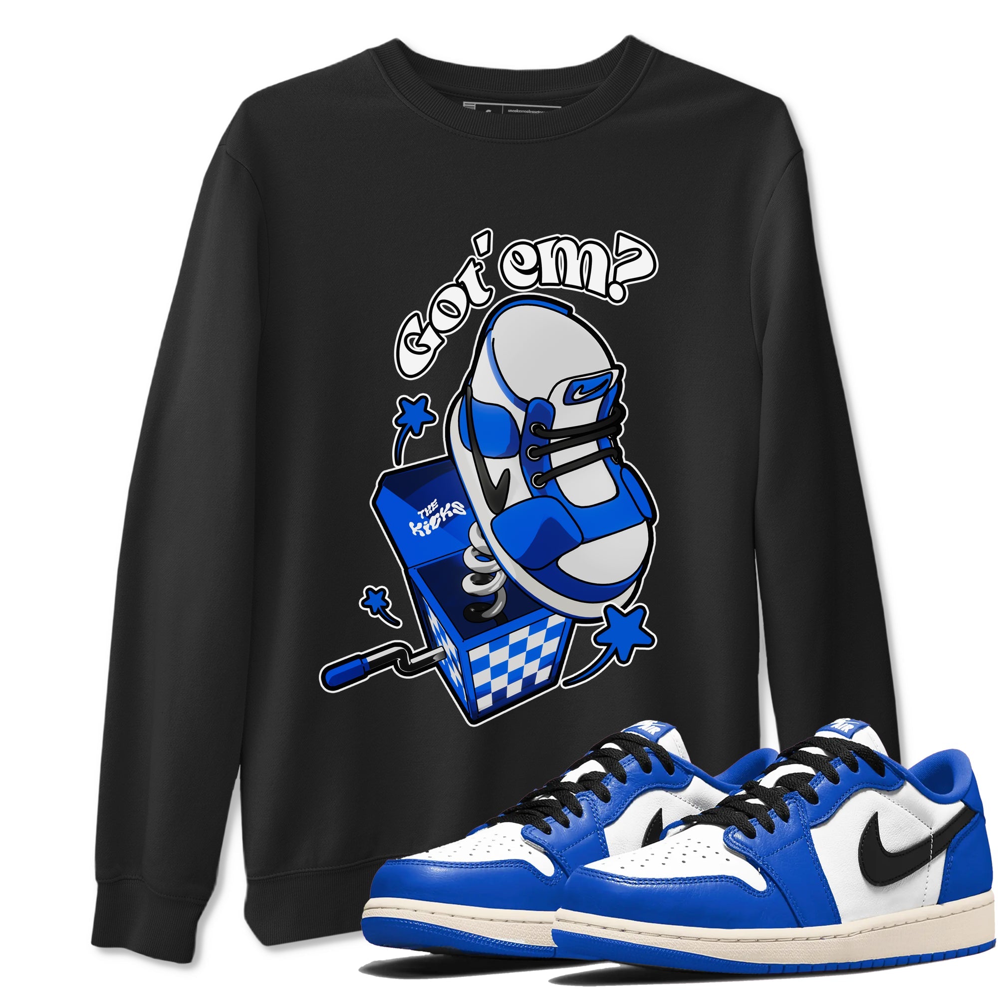AJ1 Game Royal shirt to match jordans Shoe In The Box sneaker tees Air Jordan 1 Game Royal Drip Gear Zone unisex cotton Black 1 crew neck shirt