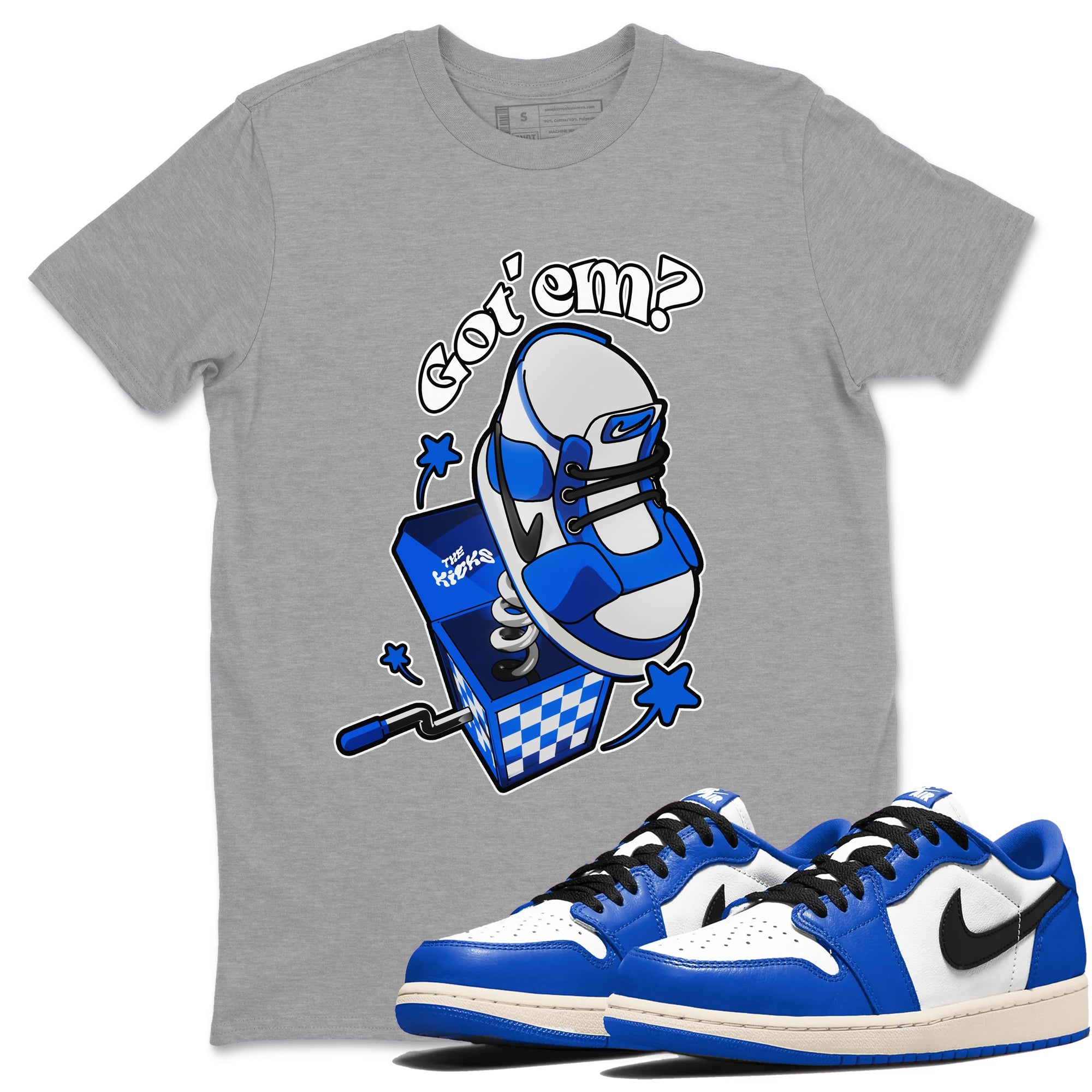 AJ1 Game Royal shirt to match jordans Shoe In The Box sneaker tees Air Jordan 1 Game Royal Drip Gear Zone unisex cotton Heather Grey 1 crew neck shirt