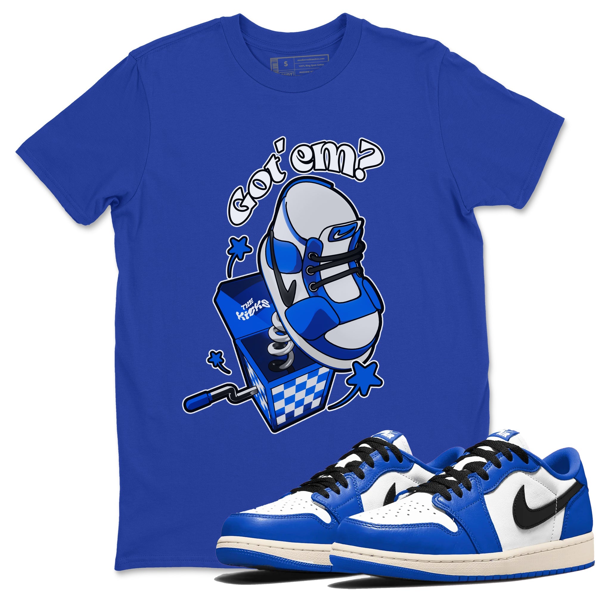 AJ1 Game Royal shirt to match jordans Shoe In The Box sneaker tees Air Jordan 1 Game Royal Drip Gear Zone unisex cotton Royal Blue 1 crew neck shirt