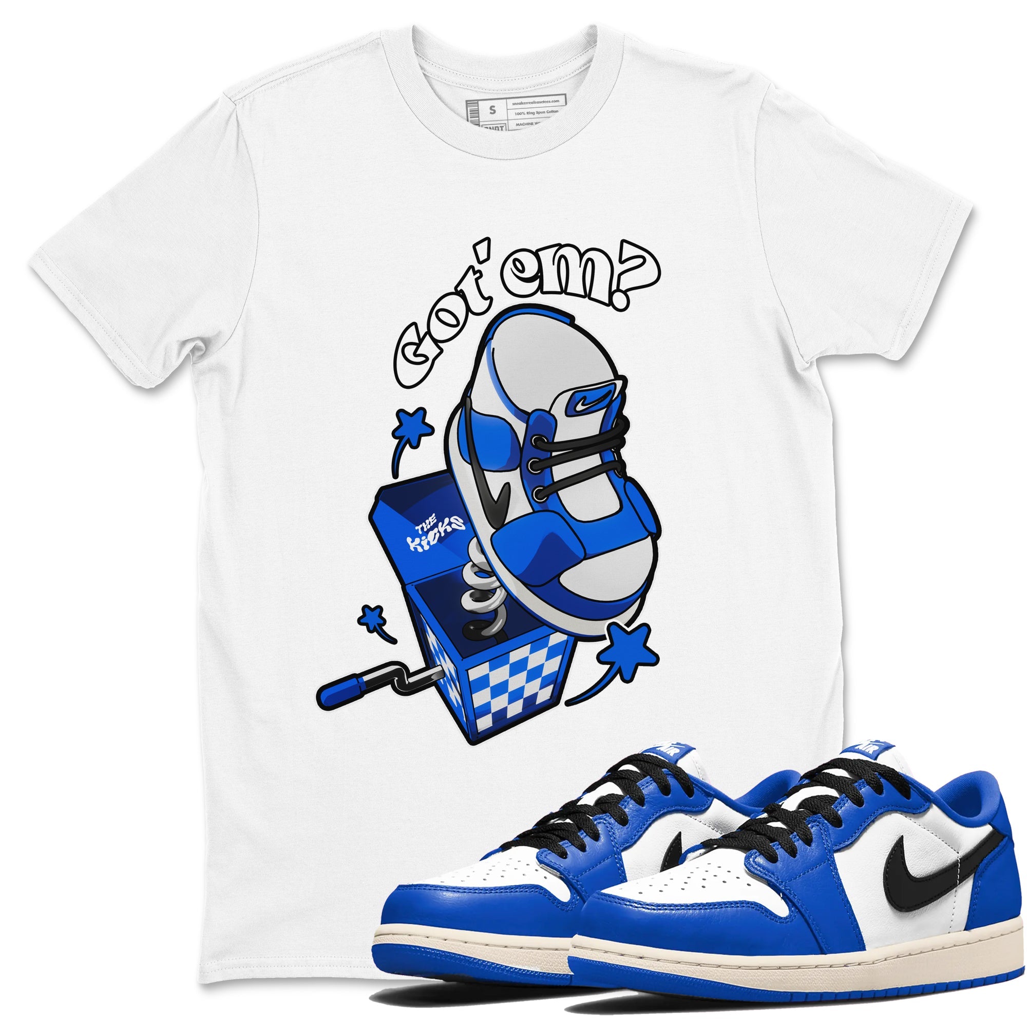 AJ1 Game Royal shirt to match jordans Shoe In The Box sneaker tees Air Jordan 1 Game Royal Drip Gear Zone unisex cotton White 1 crew neck shirt