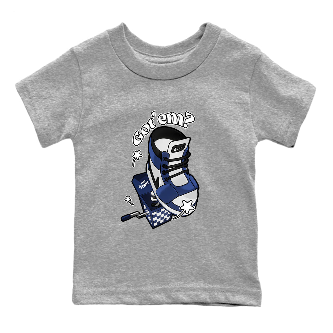 1s Midnight Navy shirts to match jordans Shoe In The Box sneaker match tees Air Jordan 1 Midnight Navy match shoes to clothes Drip Gear Zone Youth Baby Heather Grey 2 tee