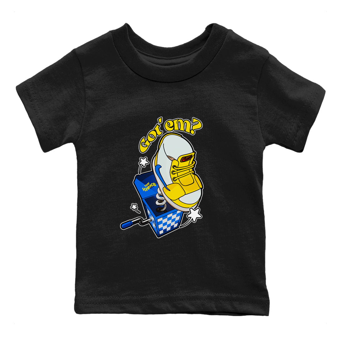 1s Travis Scott Canary shirt to match jordans Shoe In The Box sneaker tees Air Jordan 1 Travis Scott Canary Drip Gear Zone baby toddler Black 2 cotton Shirt