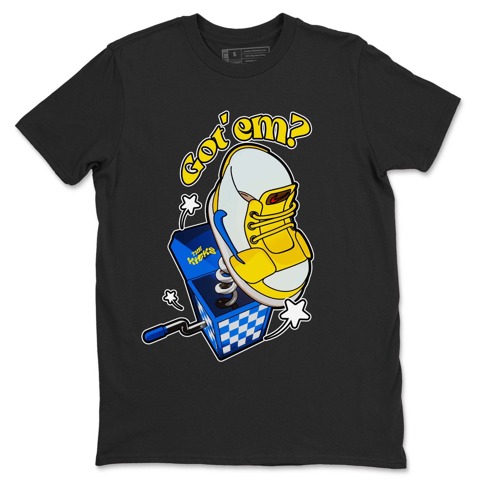 1s Travis Scott Canary shirt to match jordans Shoe In The Box sneaker tees Air Jordan 1 Travis Scott Canary Drip Gear Zone unisex cotton Black 2 crew neck shirt