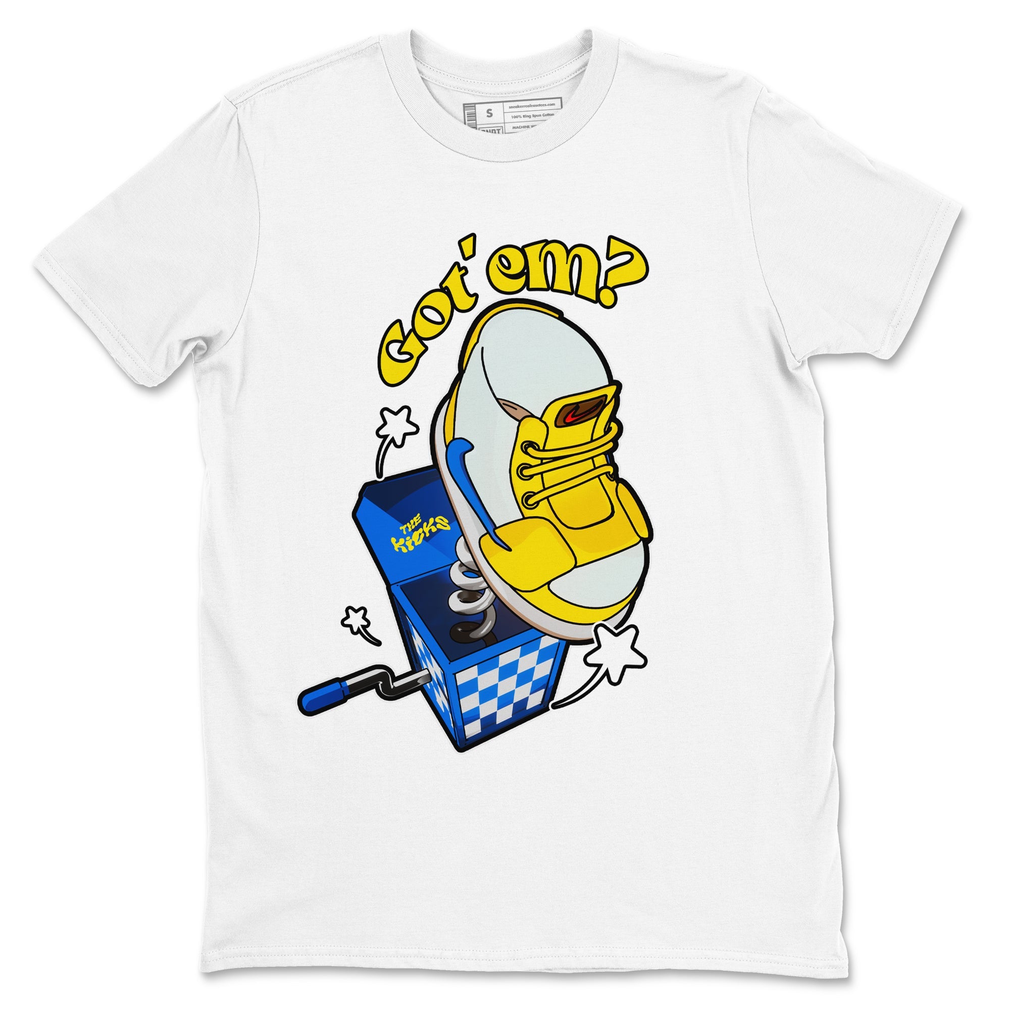 1s Travis Scott Canary shirt to match jordans Shoe In The Box sneaker tees Air Jordan 1 Travis Scott Canary Drip Gear Zone unisex cotton White 2 crew neck shirt