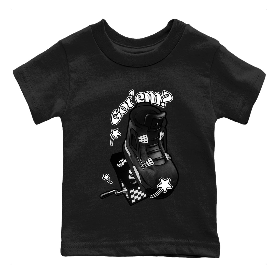 4s White Thunder shirts to match jordans Shoe In The Box sneaker match tees Air Jordan 4 White Thunder Drip Gear Zone Youth Baby Black 2 crew neck shirts