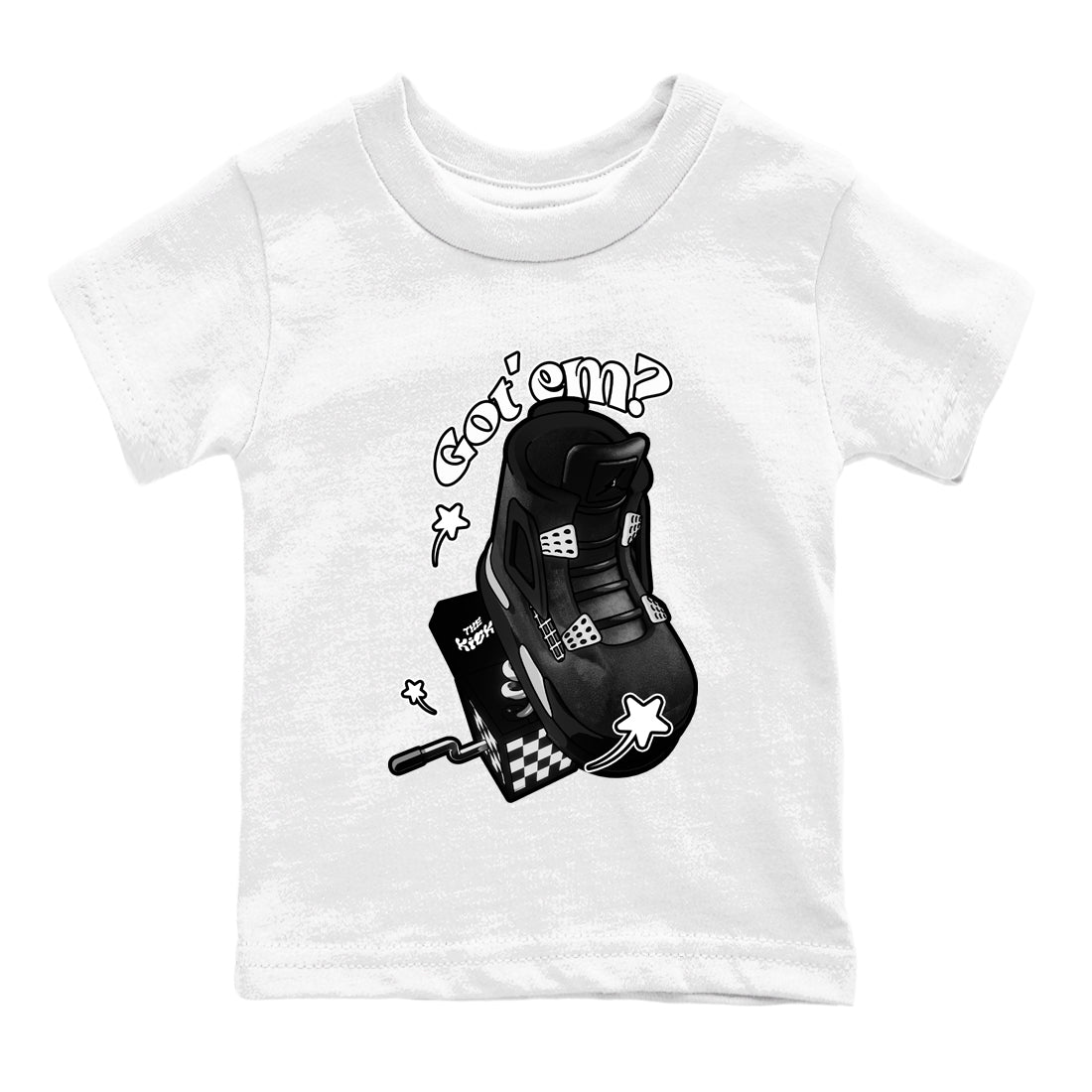 4s White Thunder shirts to match jordans Shoe In The Box sneaker match tees Air Jordan 4 White Thunder Drip Gear Zone Youth Baby White 2 crew neck shirts