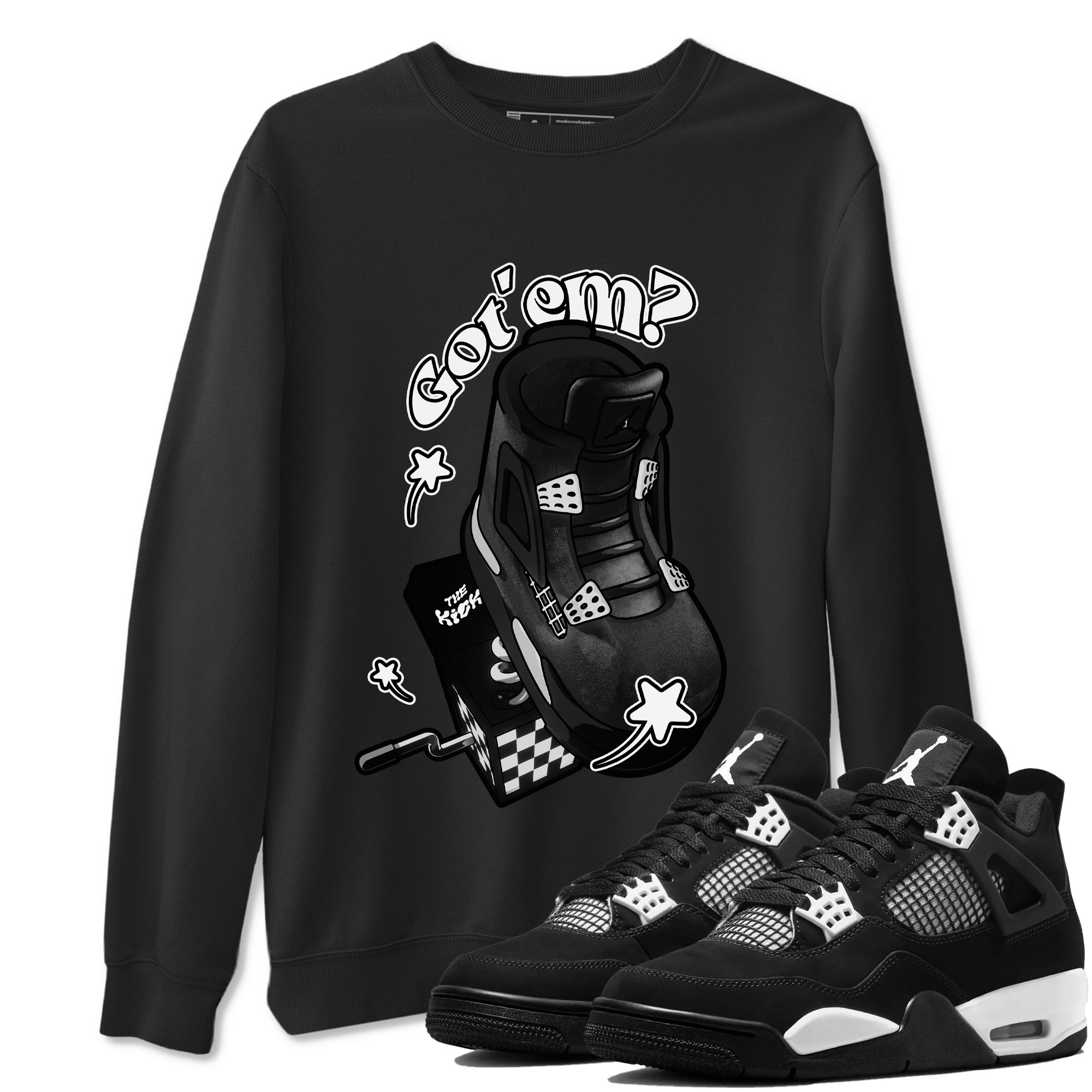 4s White Thunder shirts to match jordans Shoe In The Box sneaker match tees Air Jordan 4 White Thunder Drip Gear Zone unisex cotton Black 1 crew neck shirts