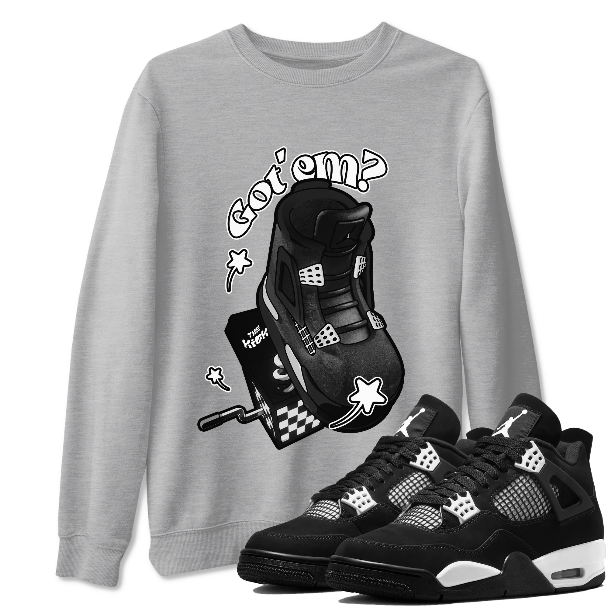 4s White Thunder shirts to match jordans Shoe In The Box sneaker match tees Air Jordan 4 White Thunder Drip Gear Zone unisex cotton Heather Grey 1 crew neck shirts