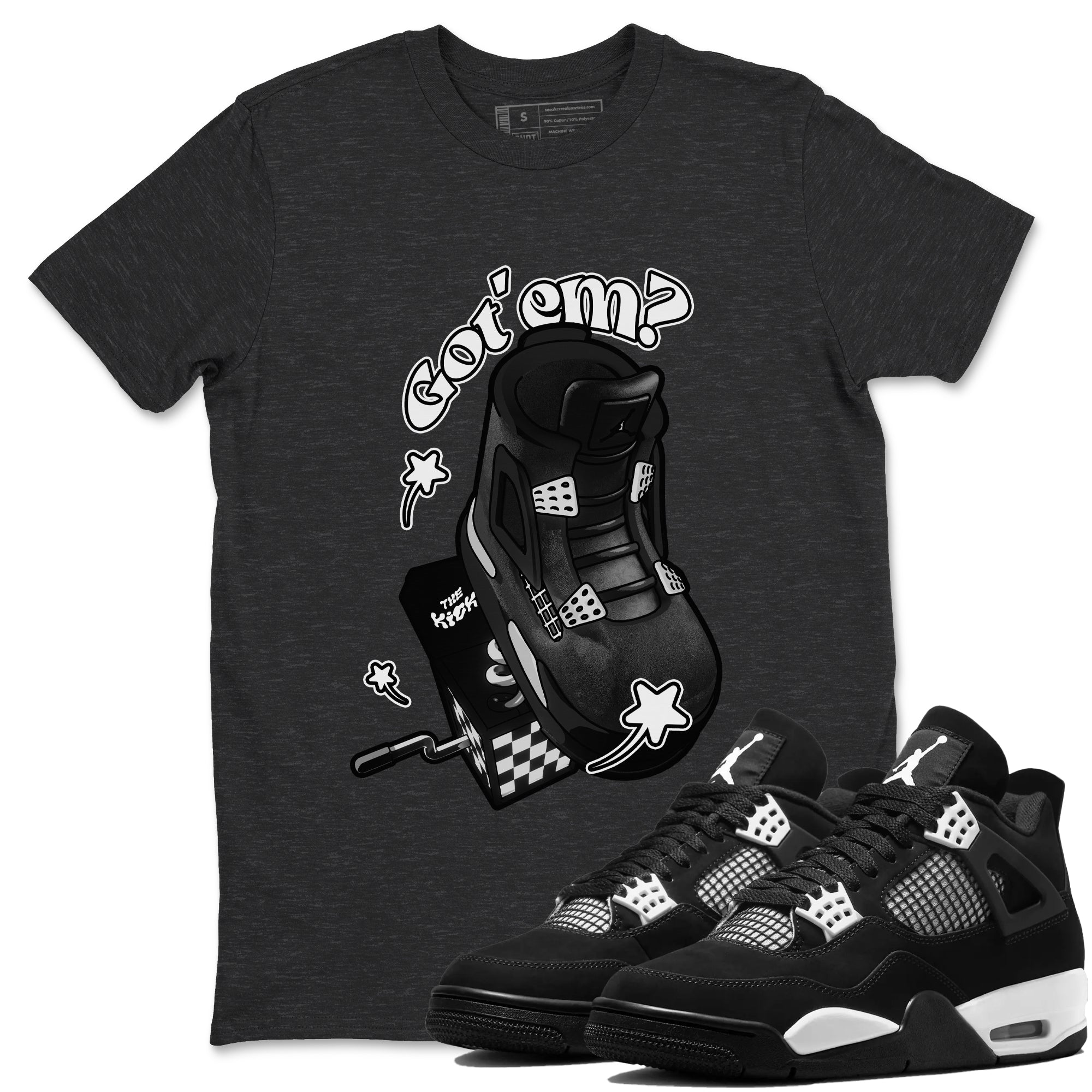 4s White Thunder shirts to match jordans Shoe In The Box sneaker match tees Air Jordan 4 White Thunder Drip Gear Zone unisex cotton Charcoal Heather 1 crew neck shirts