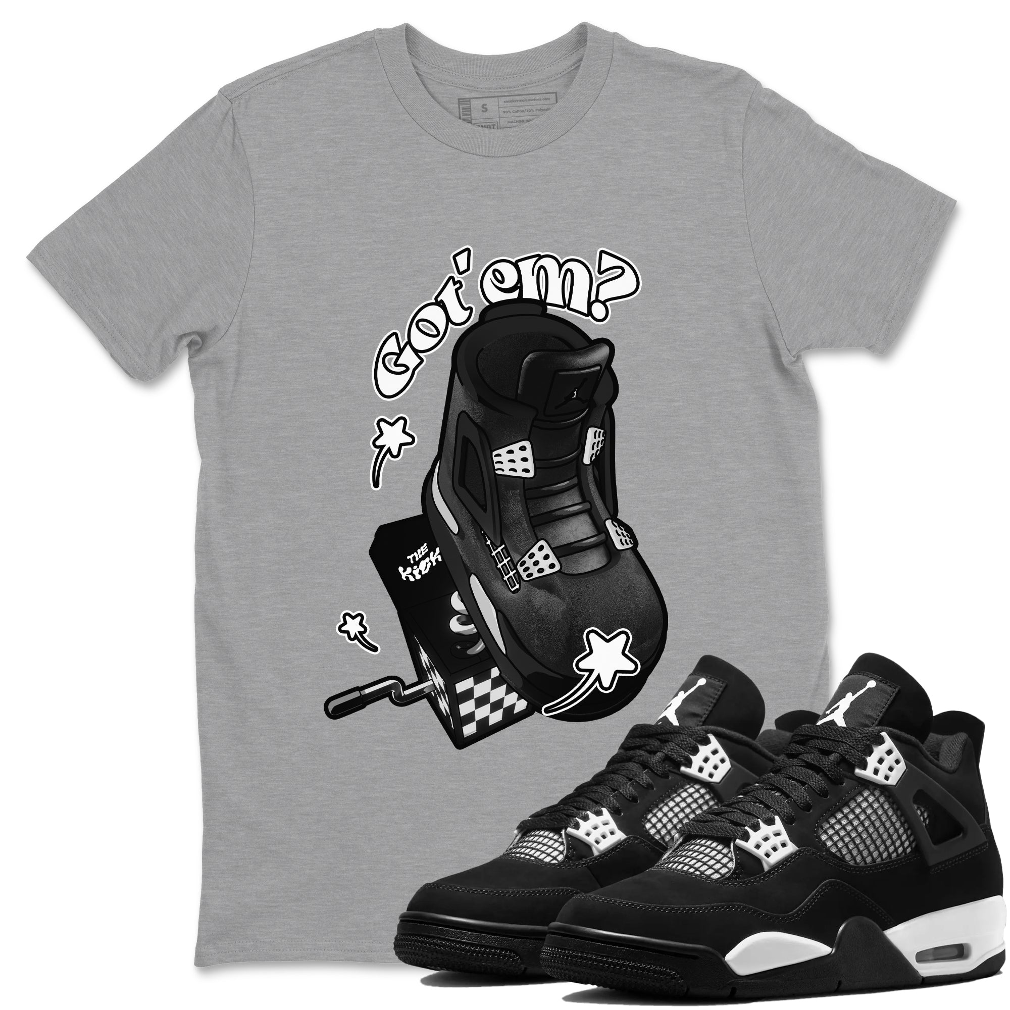 4s White Thunder shirts to match jordans Shoe In The Box sneaker match tees Air Jordan 4 White Thunder Drip Gear Zone unisex cotton Heather Grey 1 crew neck shirts