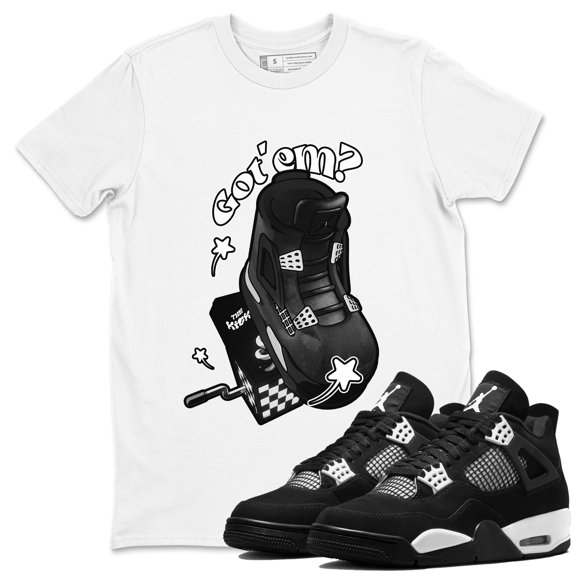 4s White Thunder shirts to match jordans Shoe In The Box sneaker match tees Air Jordan 4 White Thunder Drip Gear Zone unisex cotton White 1 crew neck shirts