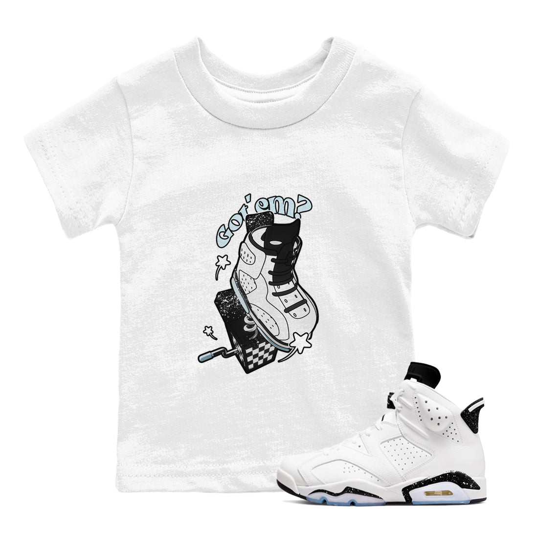 AJ6 White Black shirts to match jordans Shoe In The Box sneaker match tees Air Jordan 6 White Black Drip Gear Zone streetwear brand Baby and Youth White 1 cotton tee