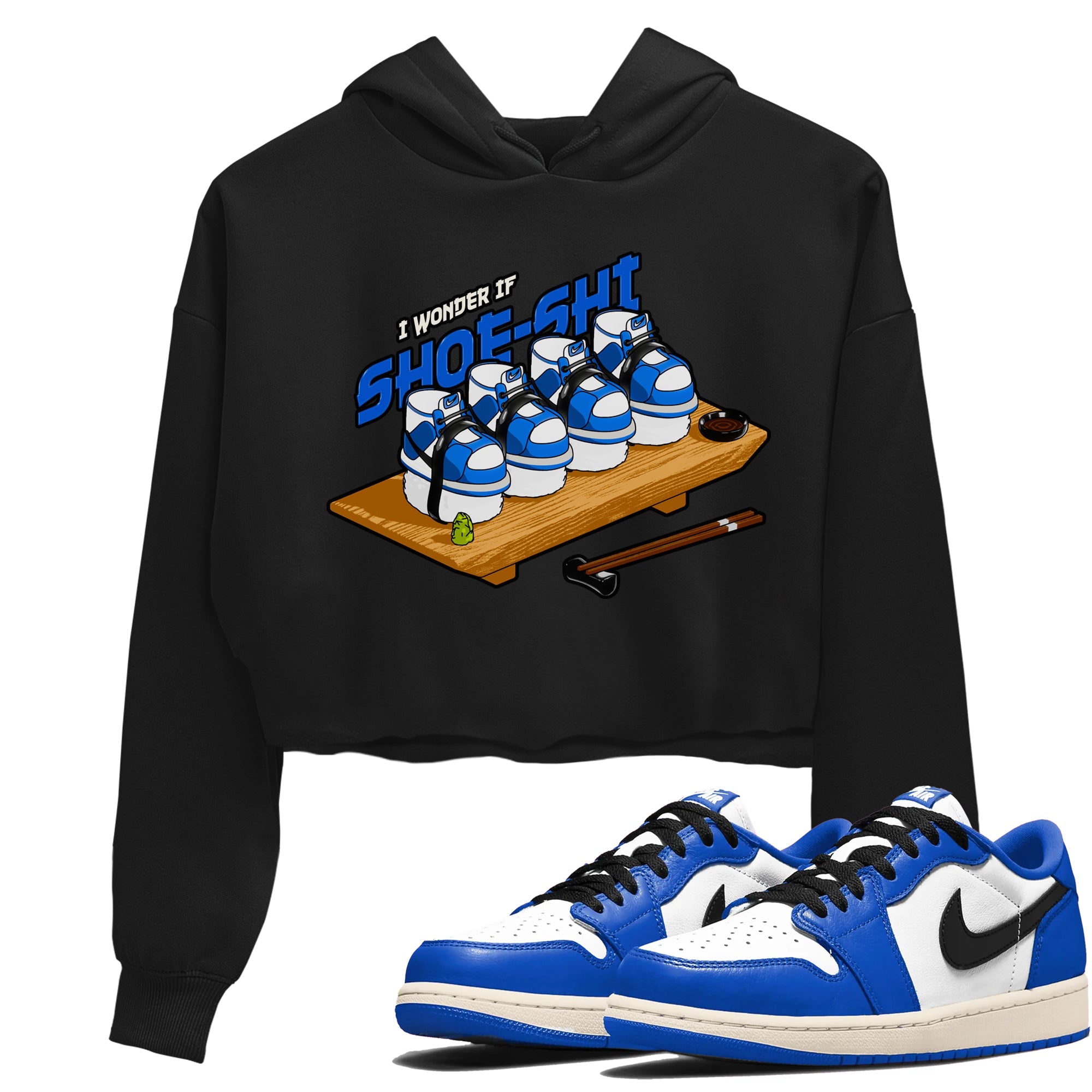 AJ1 Game Royal shirt to match jordans Shoe-Shi sneaker tees Air Jordan 1 Game Royal Drip Gear Zone Black 1 crop length shirt