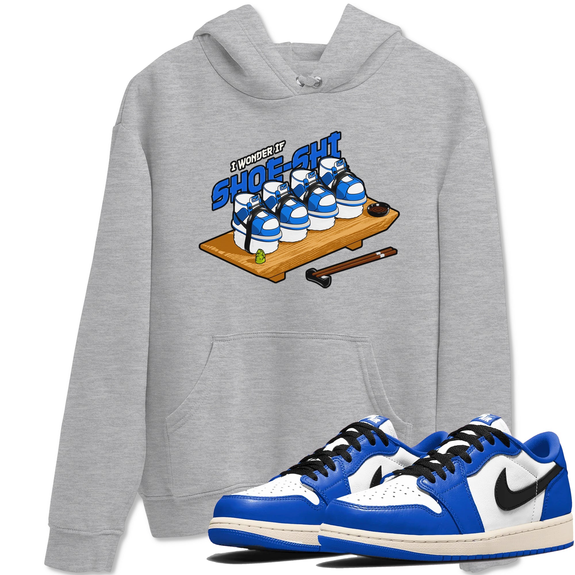AJ1 Game Royal shirt to match jordans Shoe-Shi sneaker tees Air Jordan 1 Game Royal Drip Gear Zone unisex cotton Heather Grey 1 crew neck shirt
