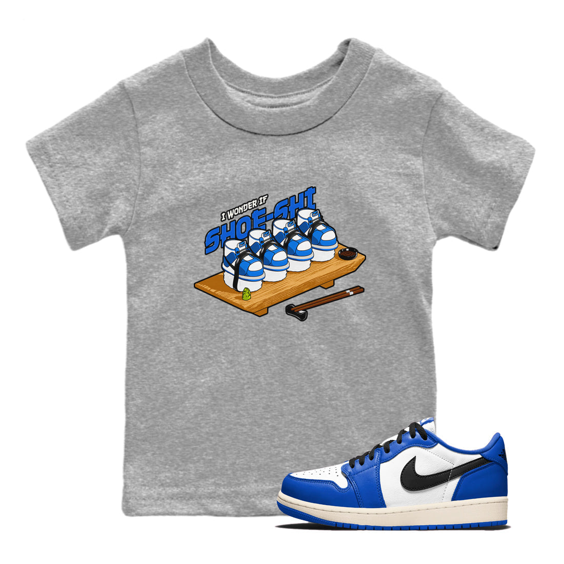AJ1 Game Royal shirt to match jordans Shoe-Shi sneaker tees Air Jordan 1 Game Royal Drip Gear Zone baby toddler Heather Grey 1 cotton Shirt