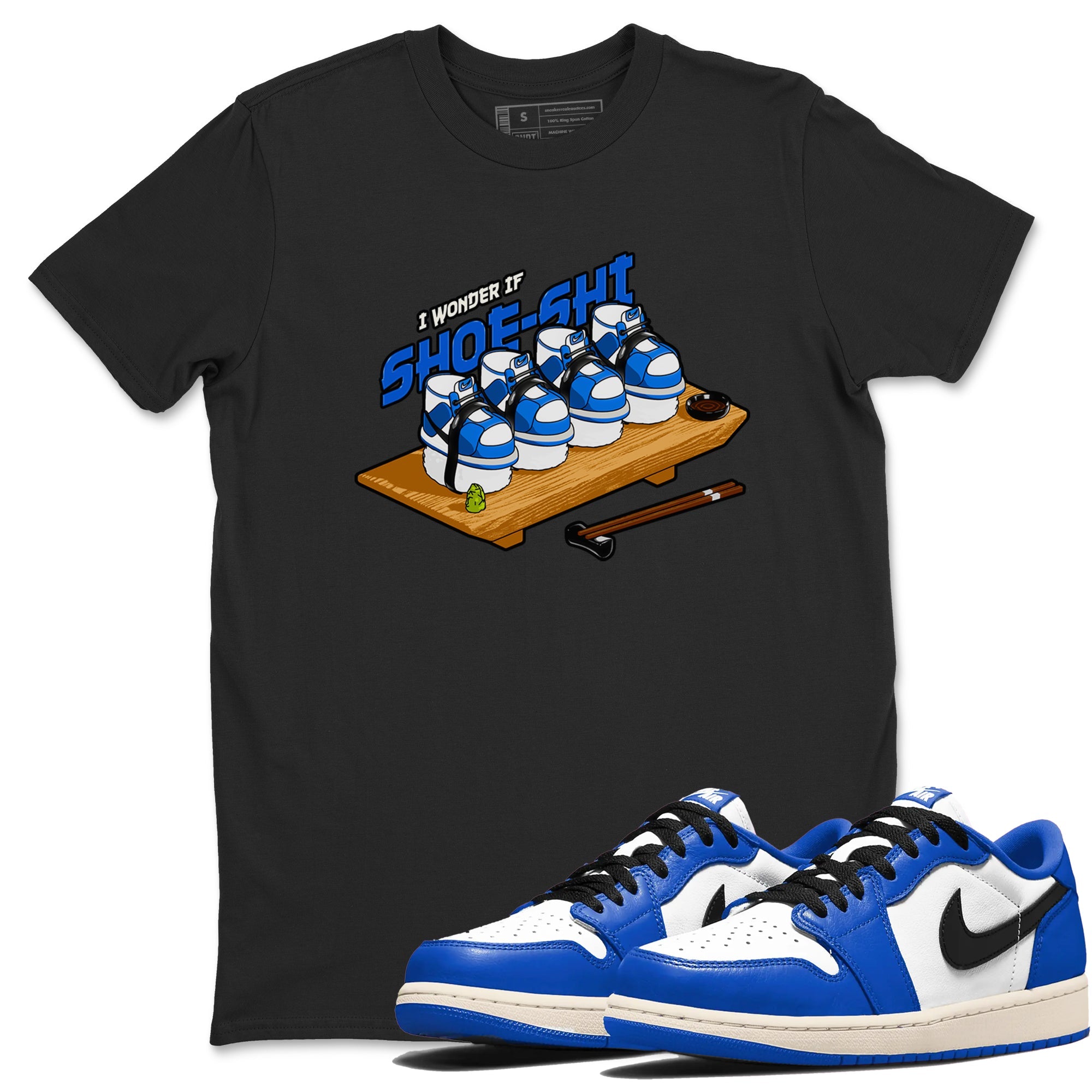 AJ1 Game Royal shirt to match jordans Shoe-Shi sneaker tees Air Jordan 1 Game Royal Drip Gear Zone unisex cotton Black 1 crew neck shirt
