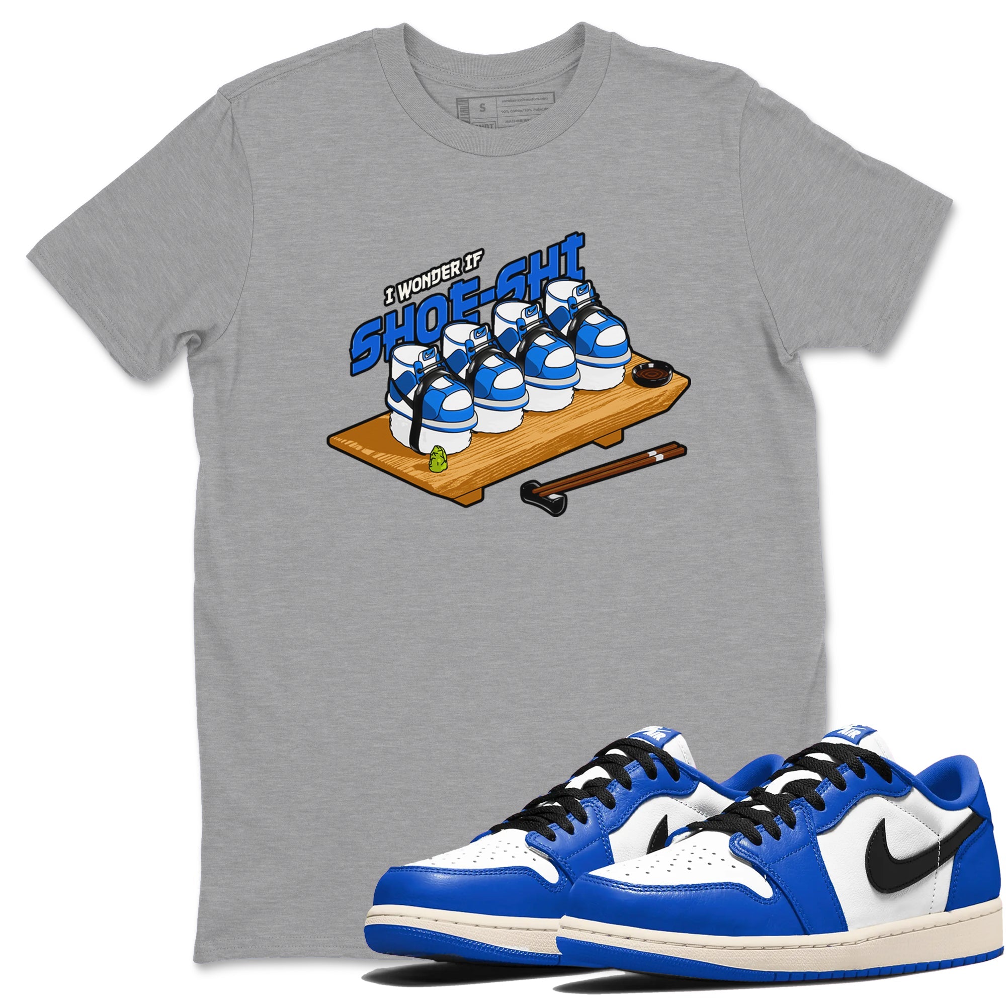 AJ1 Game Royal shirt to match jordans Shoe-Shi sneaker tees Air Jordan 1 Game Royal Drip Gear Zone unisex cotton Heather Grey 1 crew neck shirt