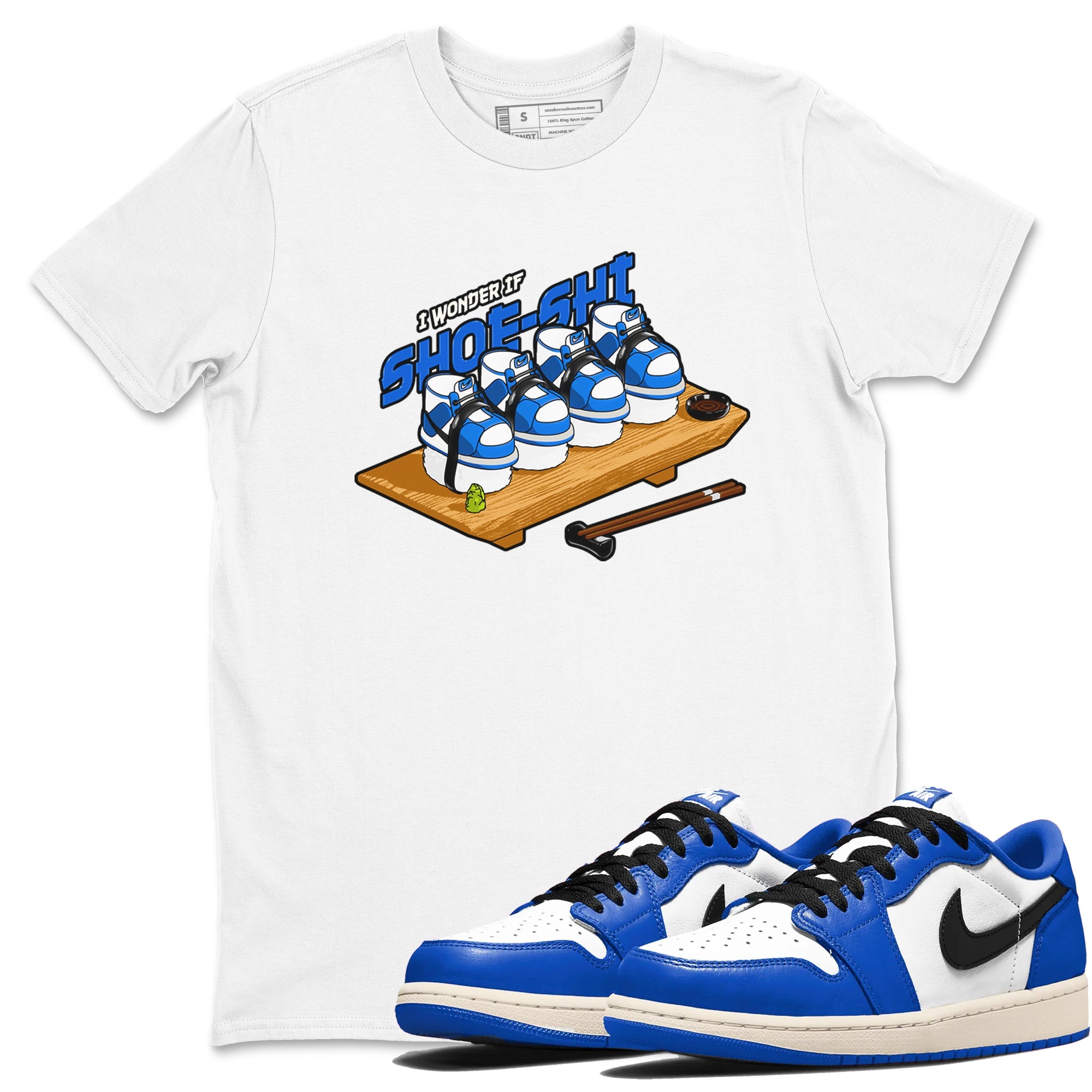 AJ1 Game Royal shirt to match jordans Shoe-Shi sneaker tees Air Jordan 1 Game Royal Drip Gear Zone unisex cotton White 1 crew neck shirt