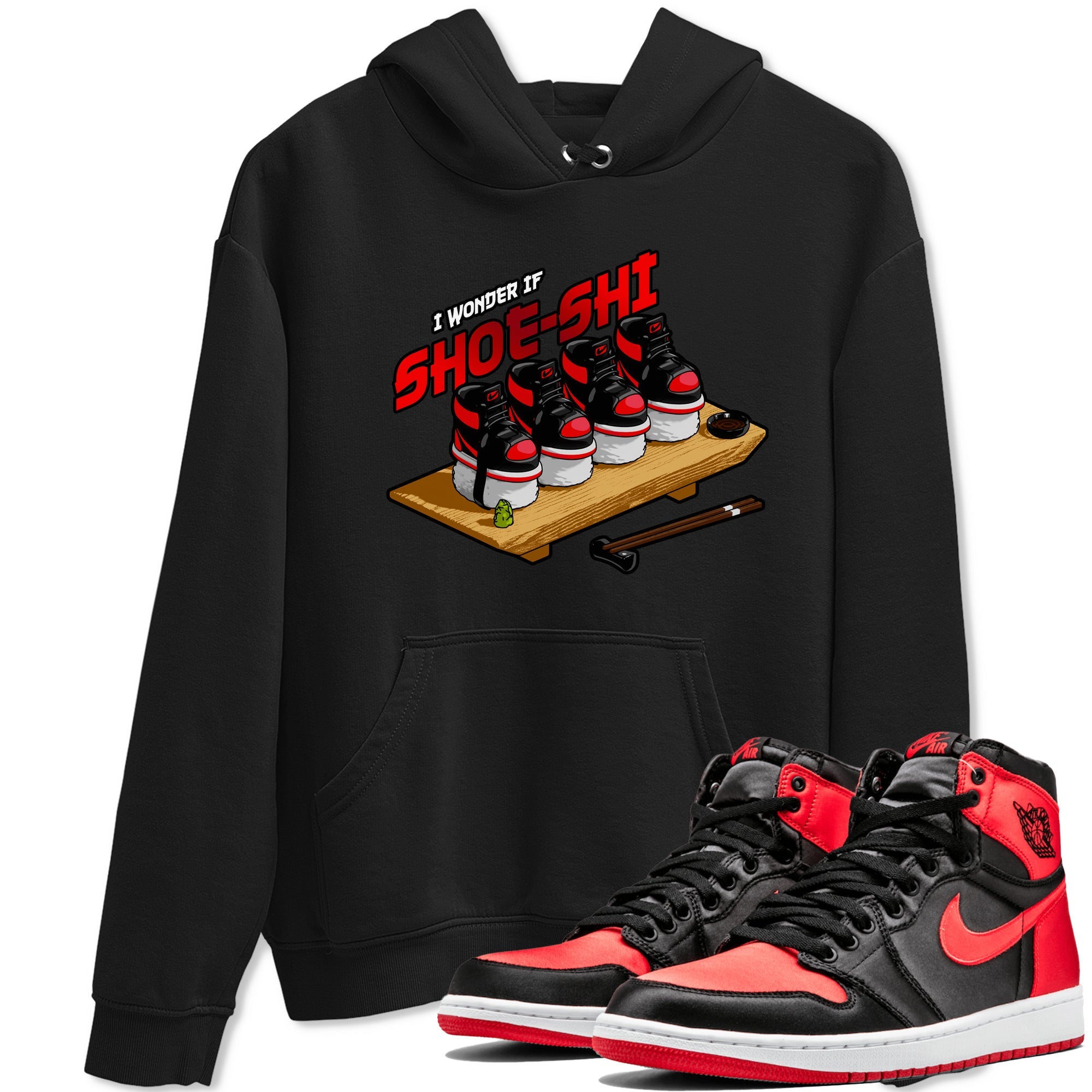 Air Jordan 1 Satin Bred shirt to match jordans Shoe-Shi sneaker tees AJ1 Satin Bred Drip Gear Zone Unisex Black 1 T-Shirt