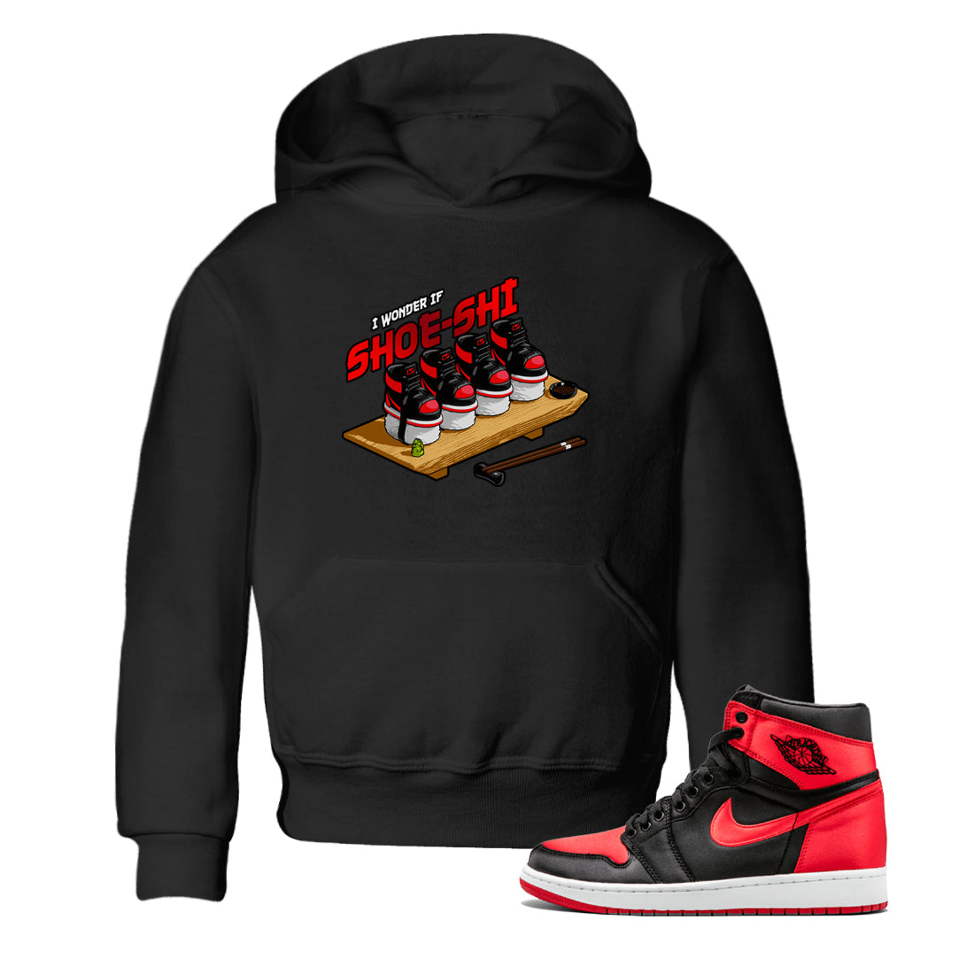Air Jordan 1 Satin Bred shirt to match jordans Shoe-Shi sneaker tees AJ1 Satin Bred Drip Gear Zone Baby Toddler Black 1 T-Shirt