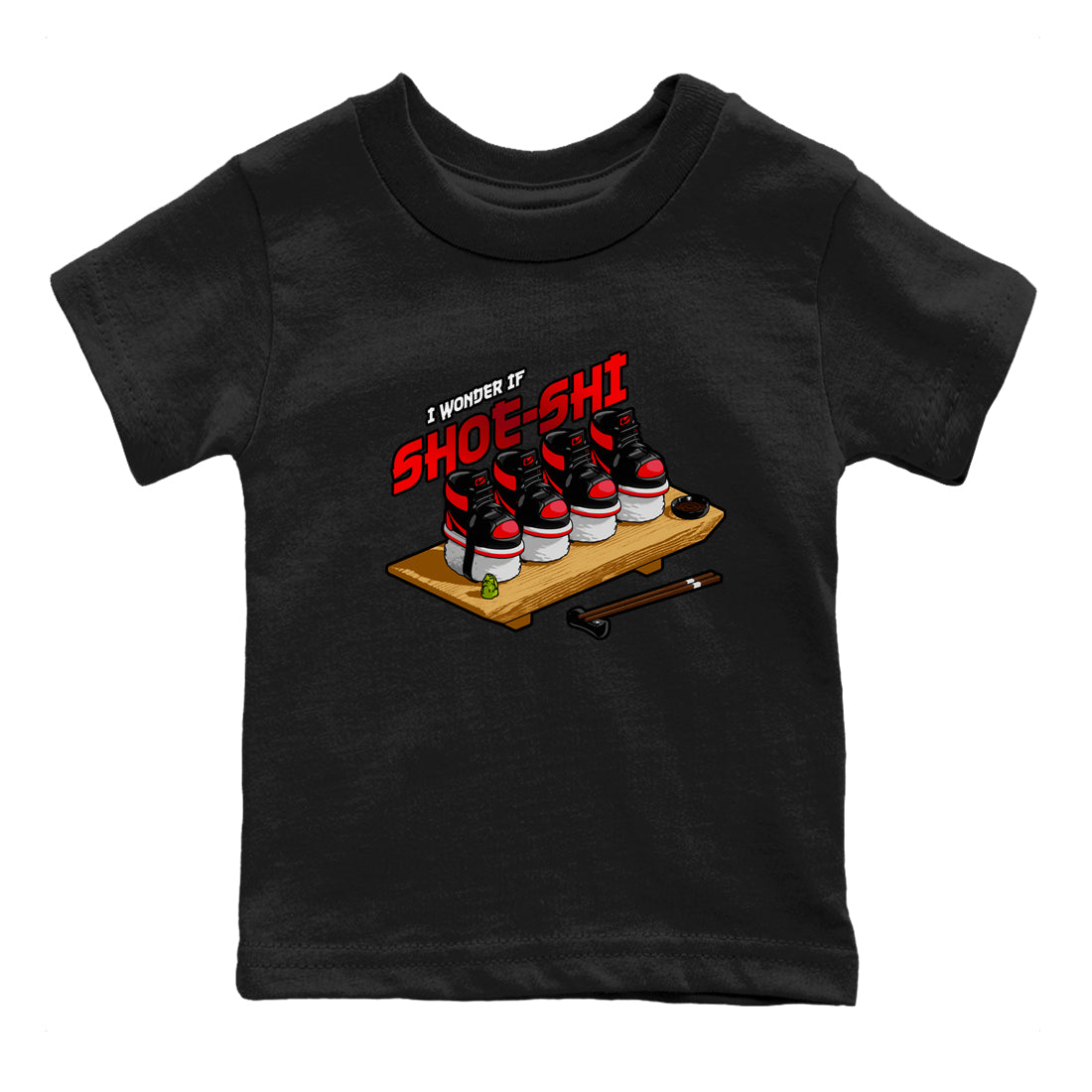 Air Jordan 1 Satin Bred shirt to match jordans Shoe-Shi sneaker tees AJ1 Satin Bred Drip Gear Zone Baby Toddler Black 2 T-Shirt