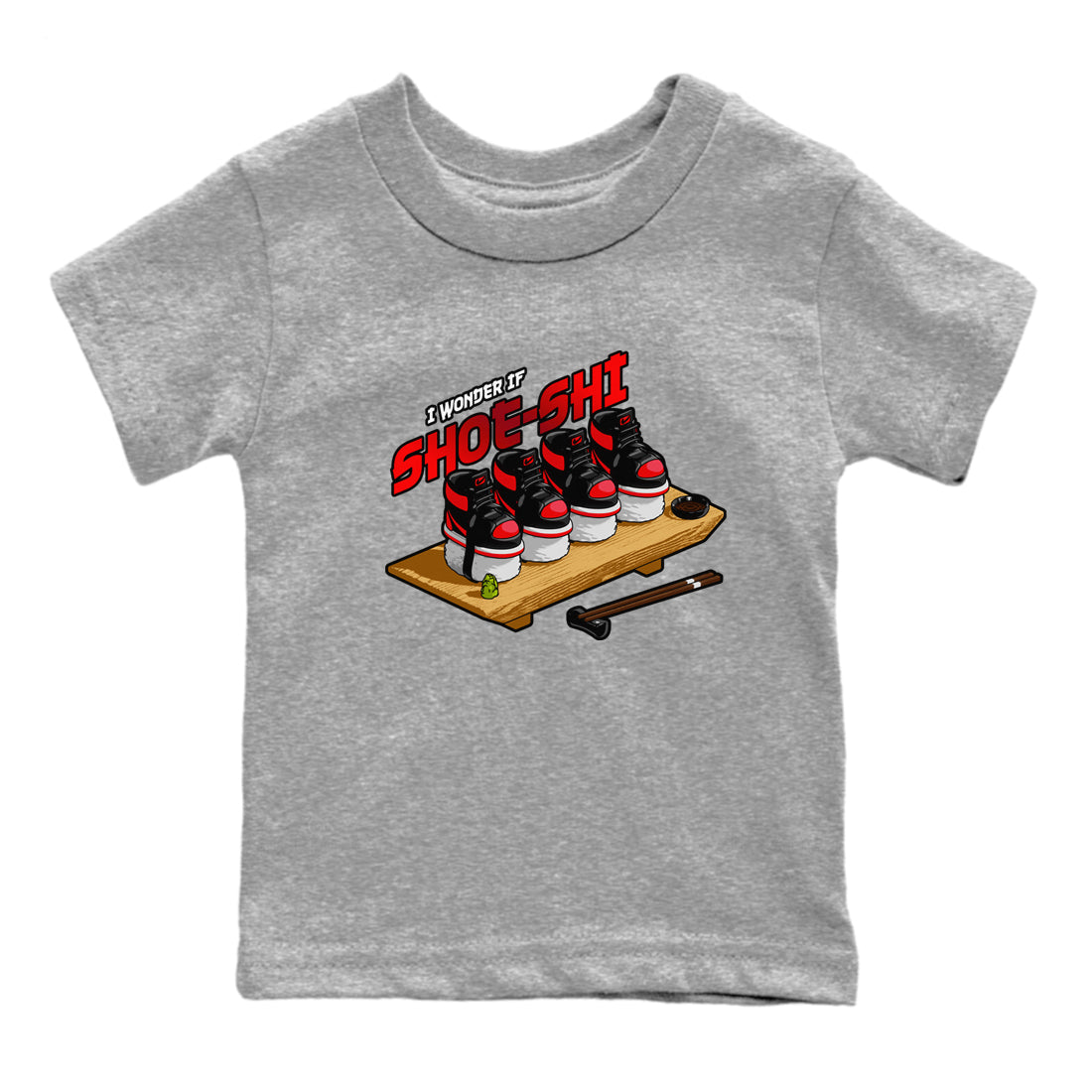 Air Jordan 1 Satin Bred shirt to match jordans Shoe-Shi sneaker tees AJ1 Satin Bred Drip Gear Zone Baby Toddler Heather Grey 2 T-Shirt