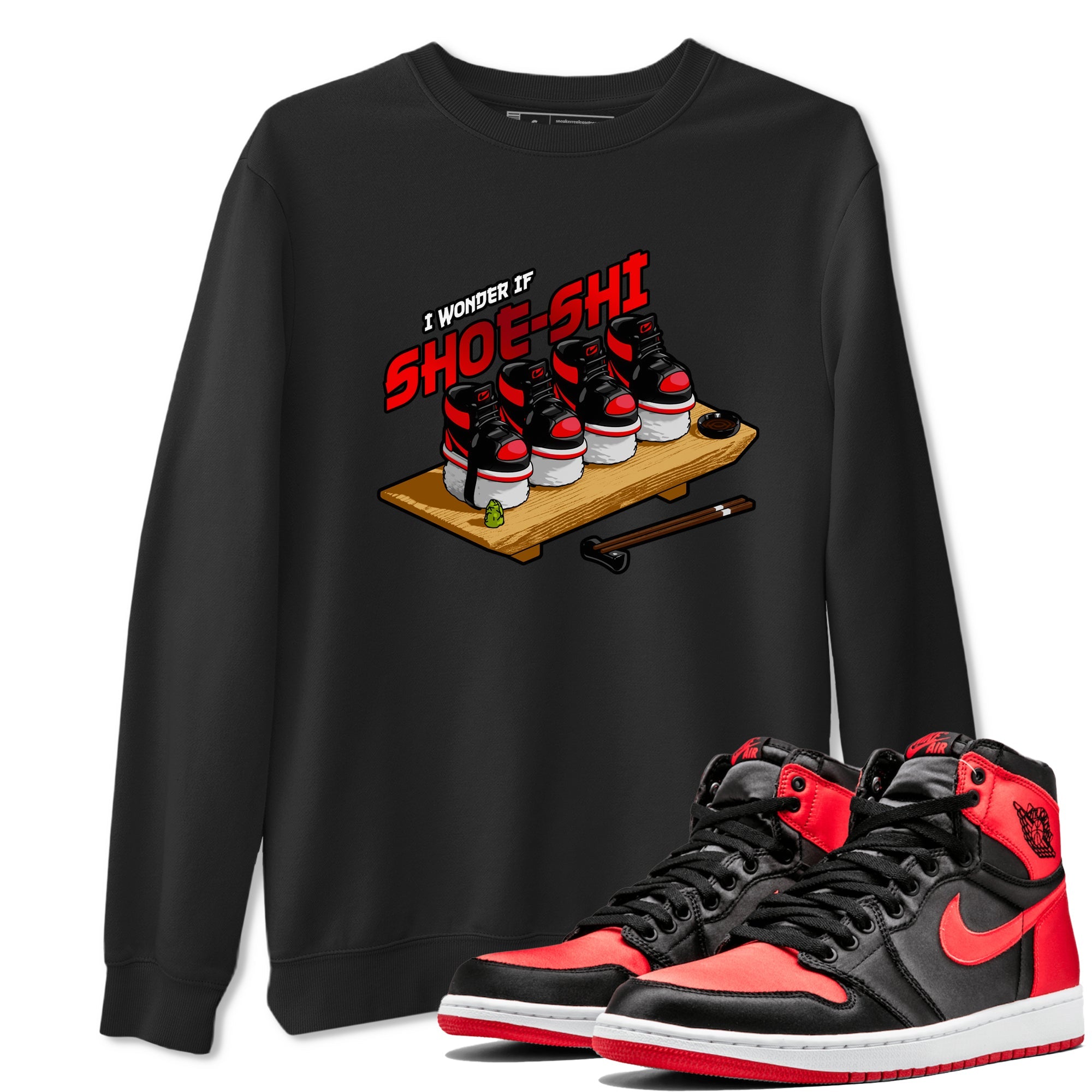 Air Jordan 1 Satin Bred shirt to match jordans Shoe-Shi sneaker tees AJ1 Satin Bred Drip Gear Zone Unisex Black 1 T-Shirt