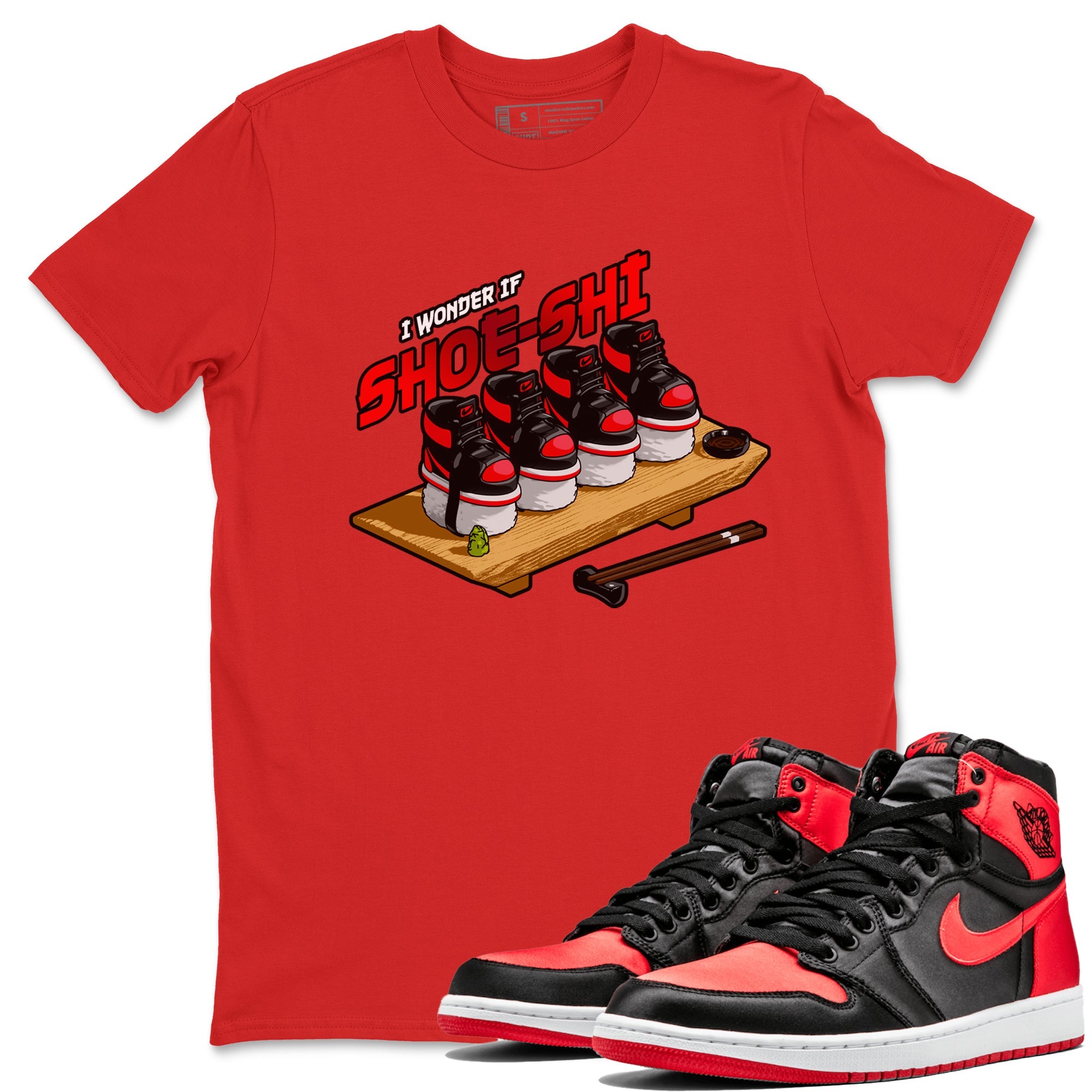 Air Jordan 1 Satin Bred shirt to match jordans Shoe-Shi sneaker tees AJ1 Satin Bred Drip Gear Zone Unisex Red 1 T-Shirt