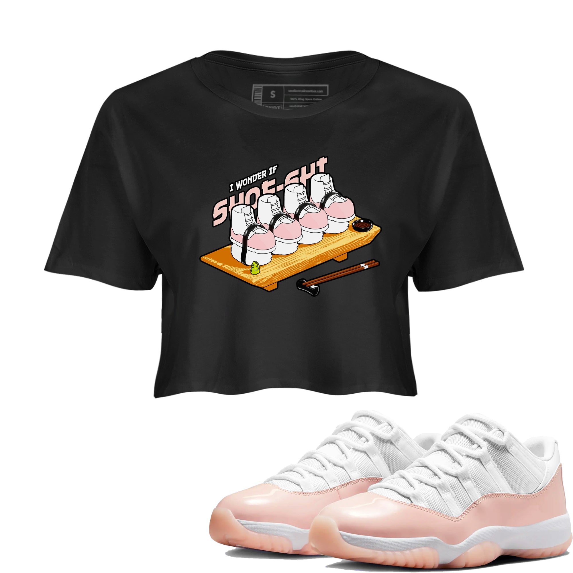 11s Legend Pink shirts to match jordans Shoe-Shi sneaker match tees Air Jordan 11 Legend Pink Drip Gear Zone streetwear brand Black 1 crop tee