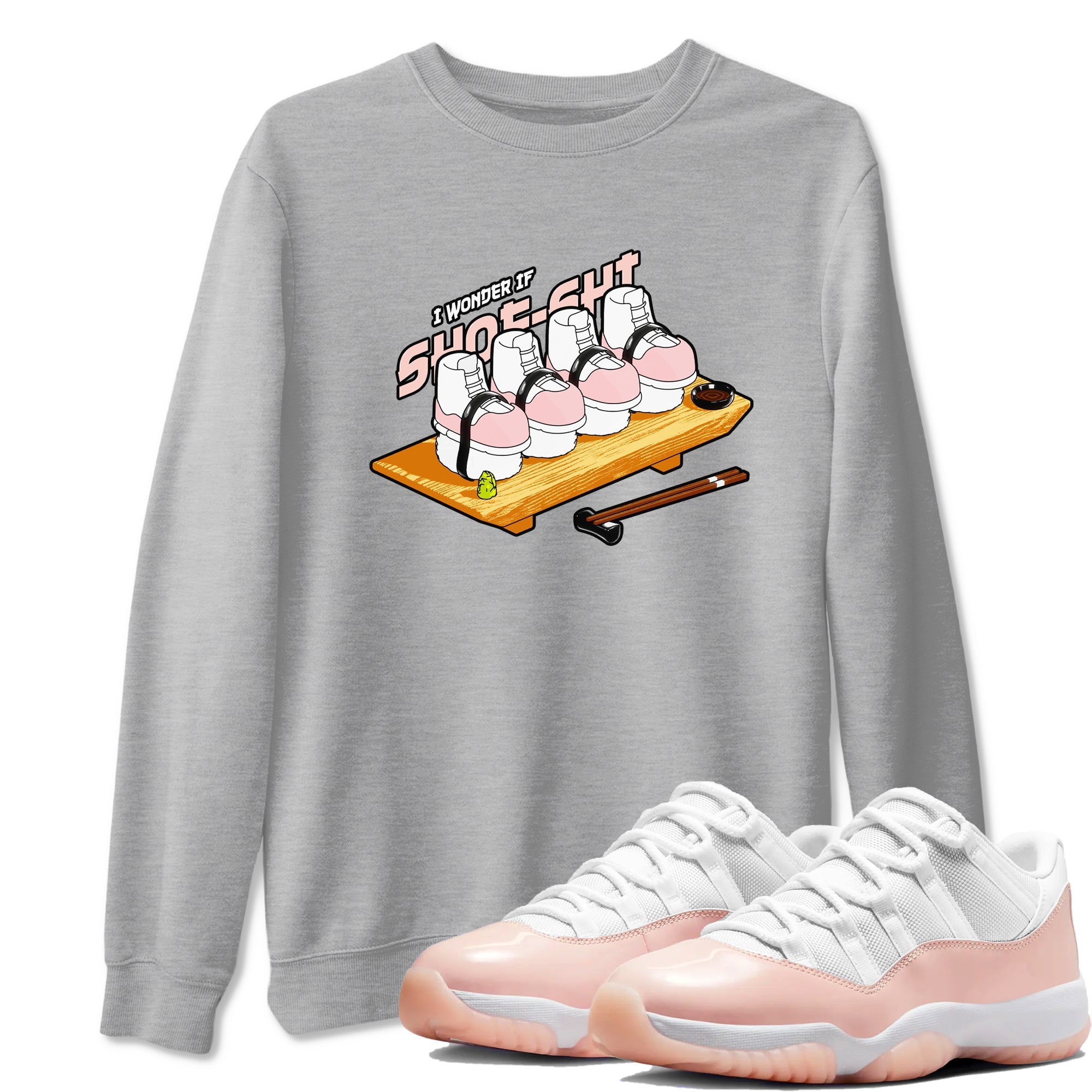 11s Legend Pink shirts to match jordans Shoe-Shi sneaker match tees Air Jordan 11 Legend Pink Drip Gear Zone streetwear brand Heather Grey 1 unisex cotton tee