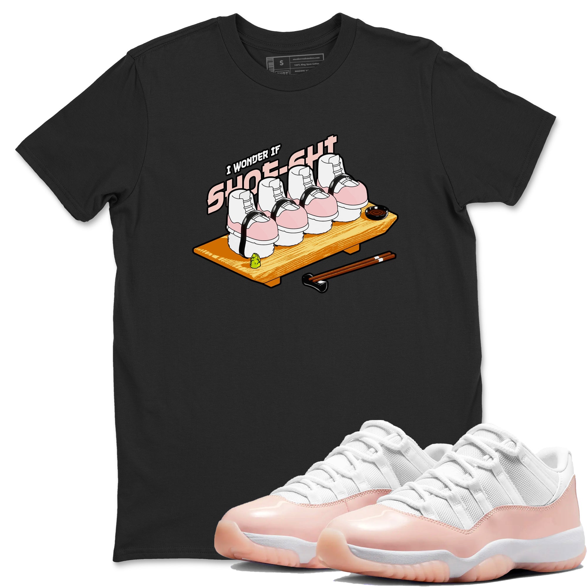 11s Legend Pink shirts to match jordans Shoe-Shi sneaker match tees Air Jordan 11 Legend Pink Drip Gear Zone streetwear brand Black 1 unisex cotton tee