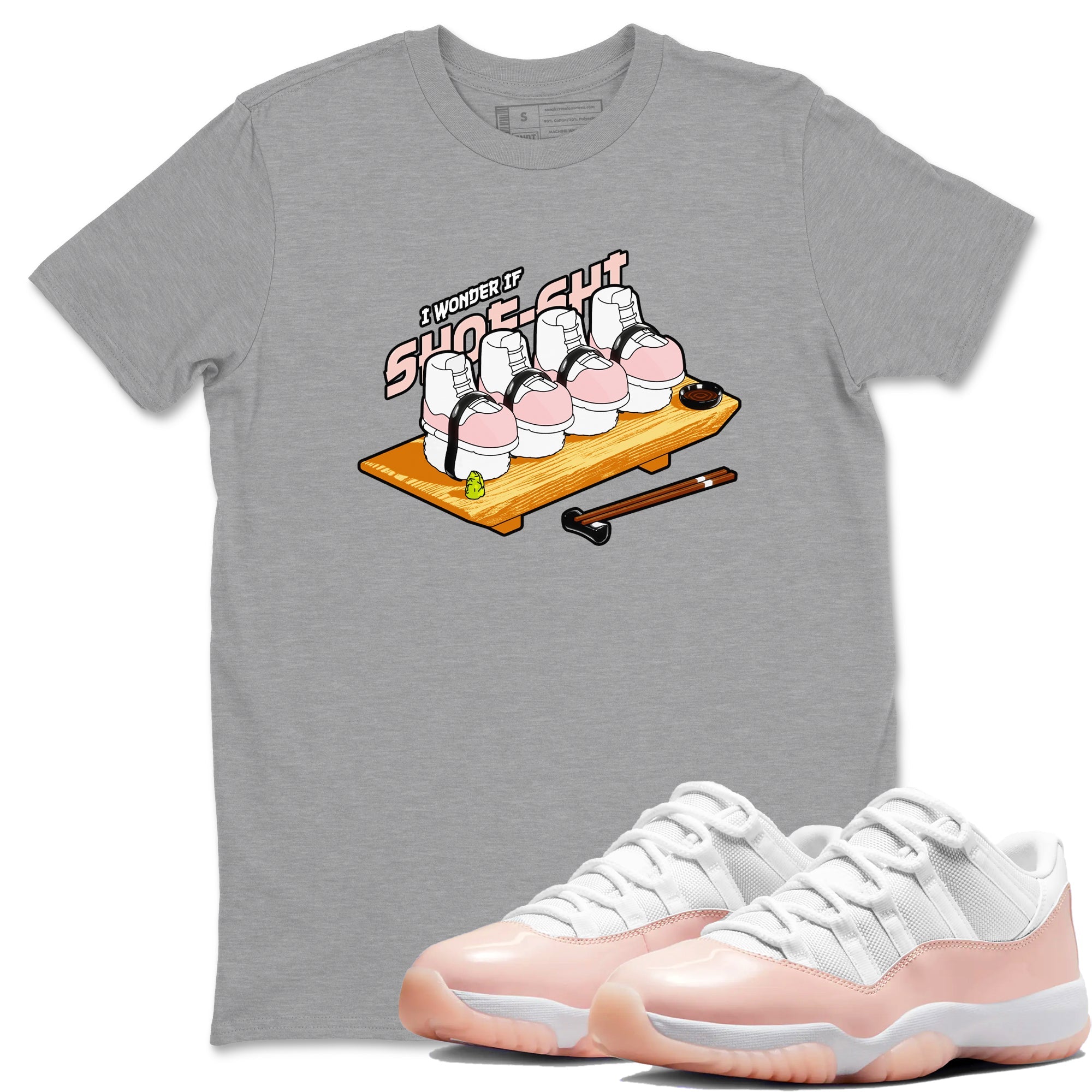 11s Legend Pink shirts to match jordans Shoe-Shi sneaker match tees Air Jordan 11 Legend Pink Drip Gear Zone streetwear brand Heather Grey 1 unisex cotton tee