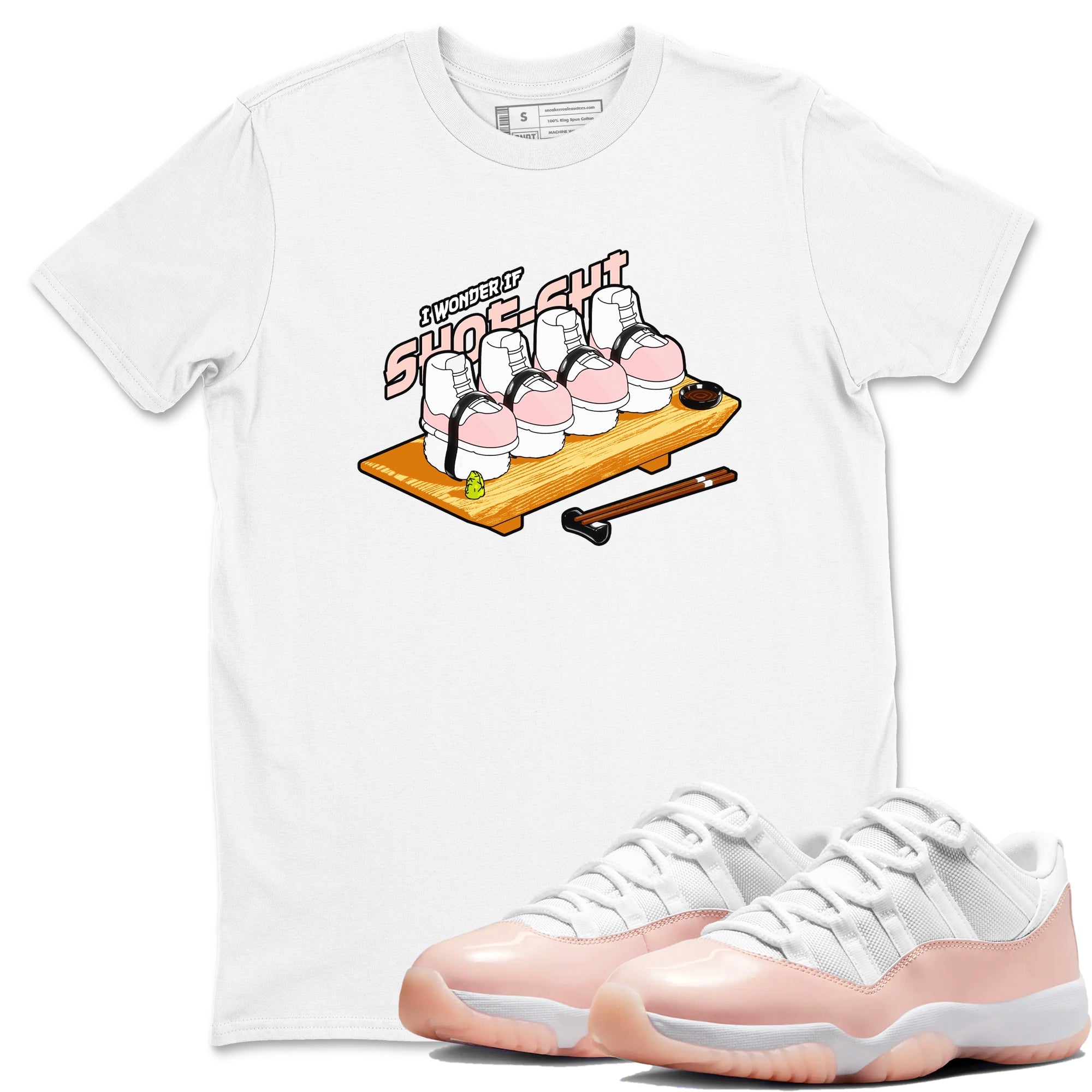 11s Legend Pink shirts to match jordans Shoe-Shi sneaker match tees Air Jordan 11 Legend Pink Drip Gear Zone streetwear brand White 1 unisex cotton tee