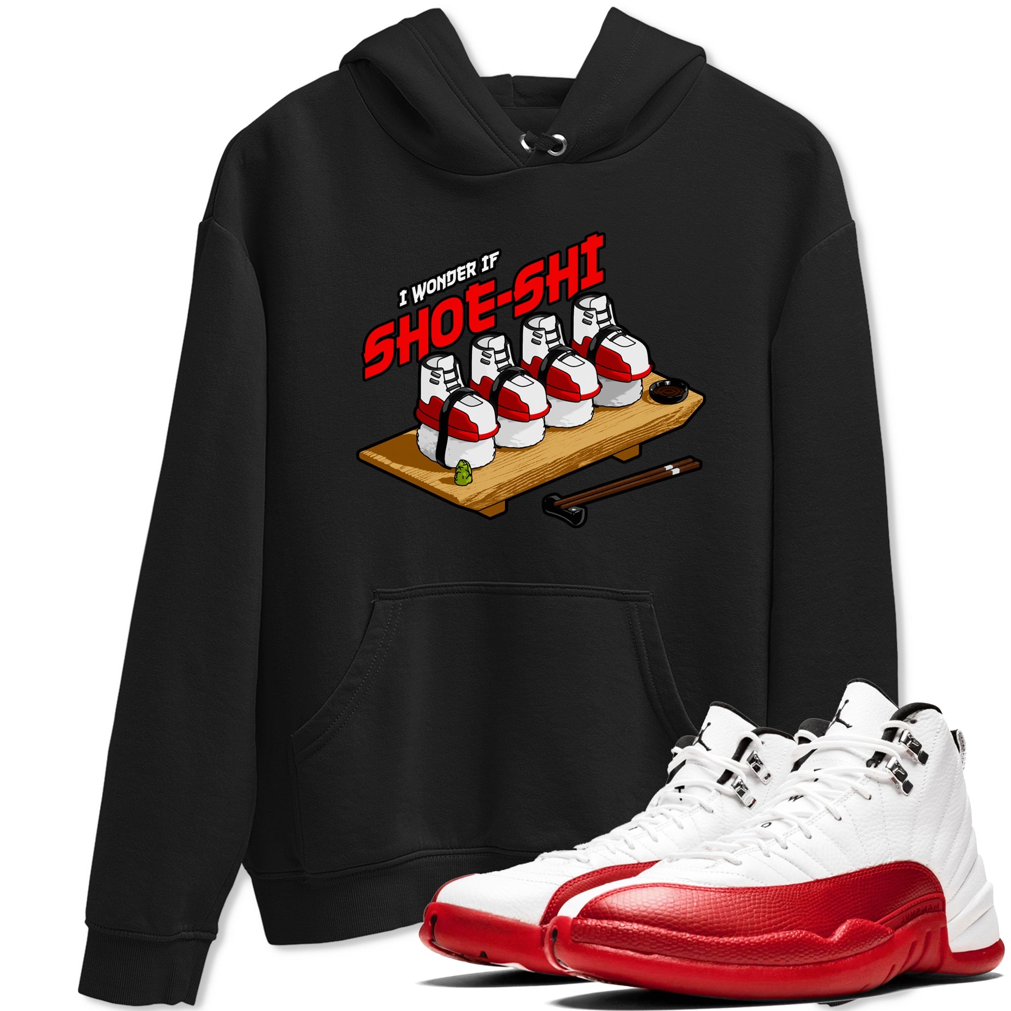 Air Jordan 12 Cherry shirt to match jordans Shoe-Shi sneaker tees AJ12 Cherry Drip Gear Zone Unisex Black 1 T-Shirt