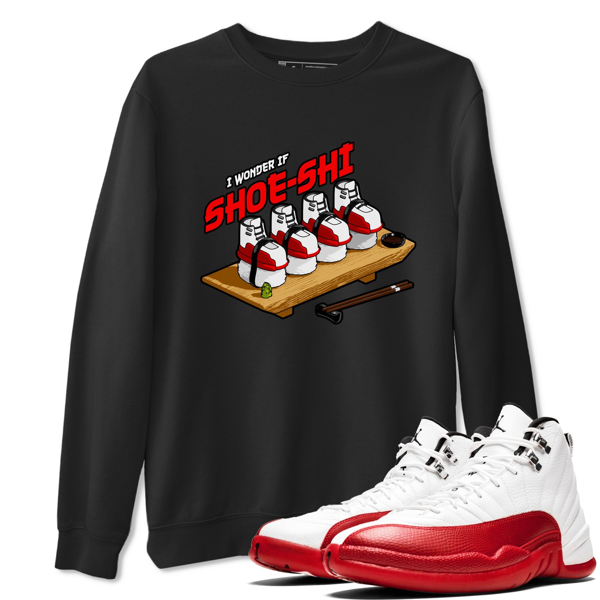 Air Jordan 12 Cherry shirt to match jordans Shoe-Shi sneaker tees AJ12 Cherry Drip Gear Zone Unisex Black 1 T-Shirt