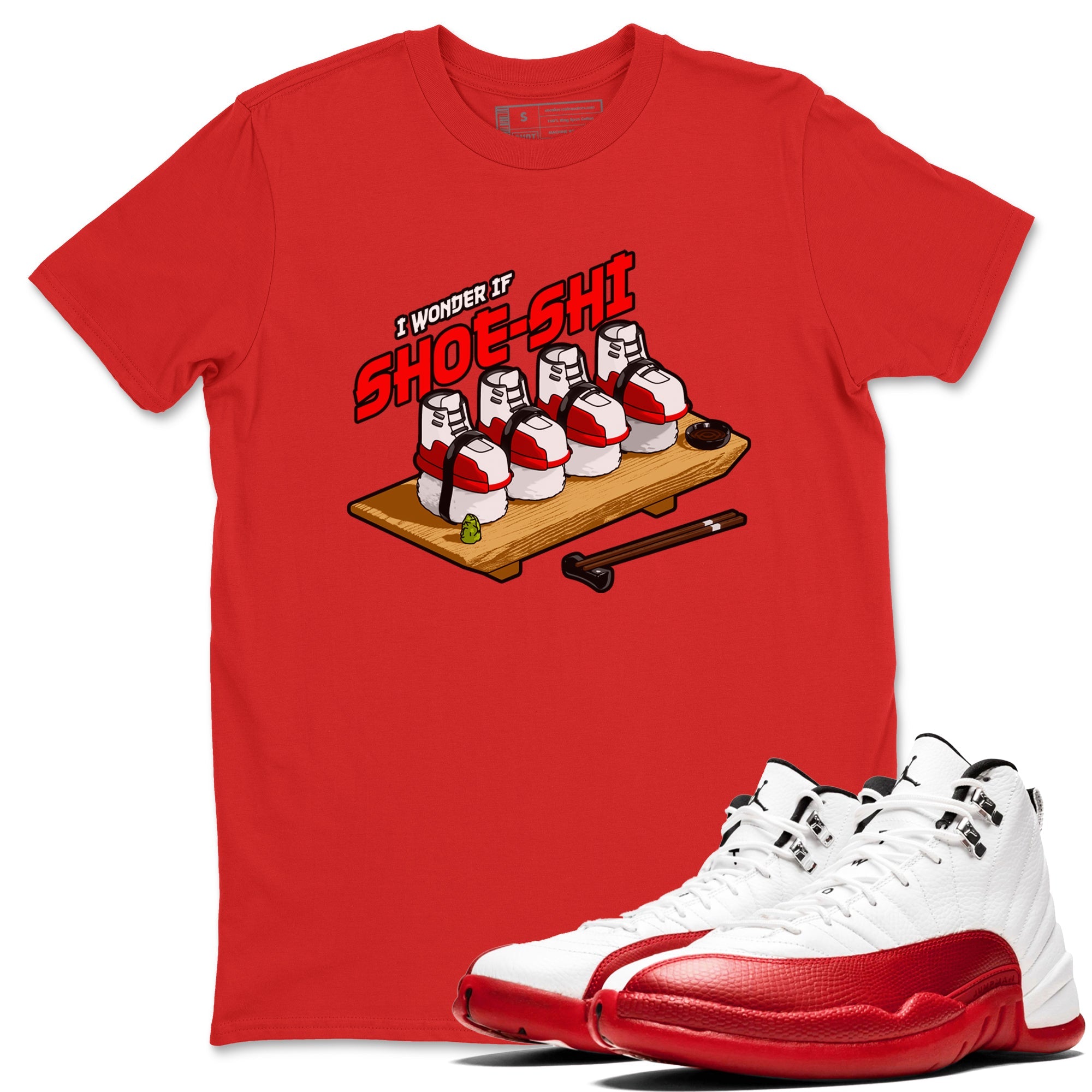 Air Jordan 12 Cherry shirt to match jordans Shoe-Shi sneaker tees AJ12 Cherry Drip Gear Zone Unisex Red 1 T-Shirt