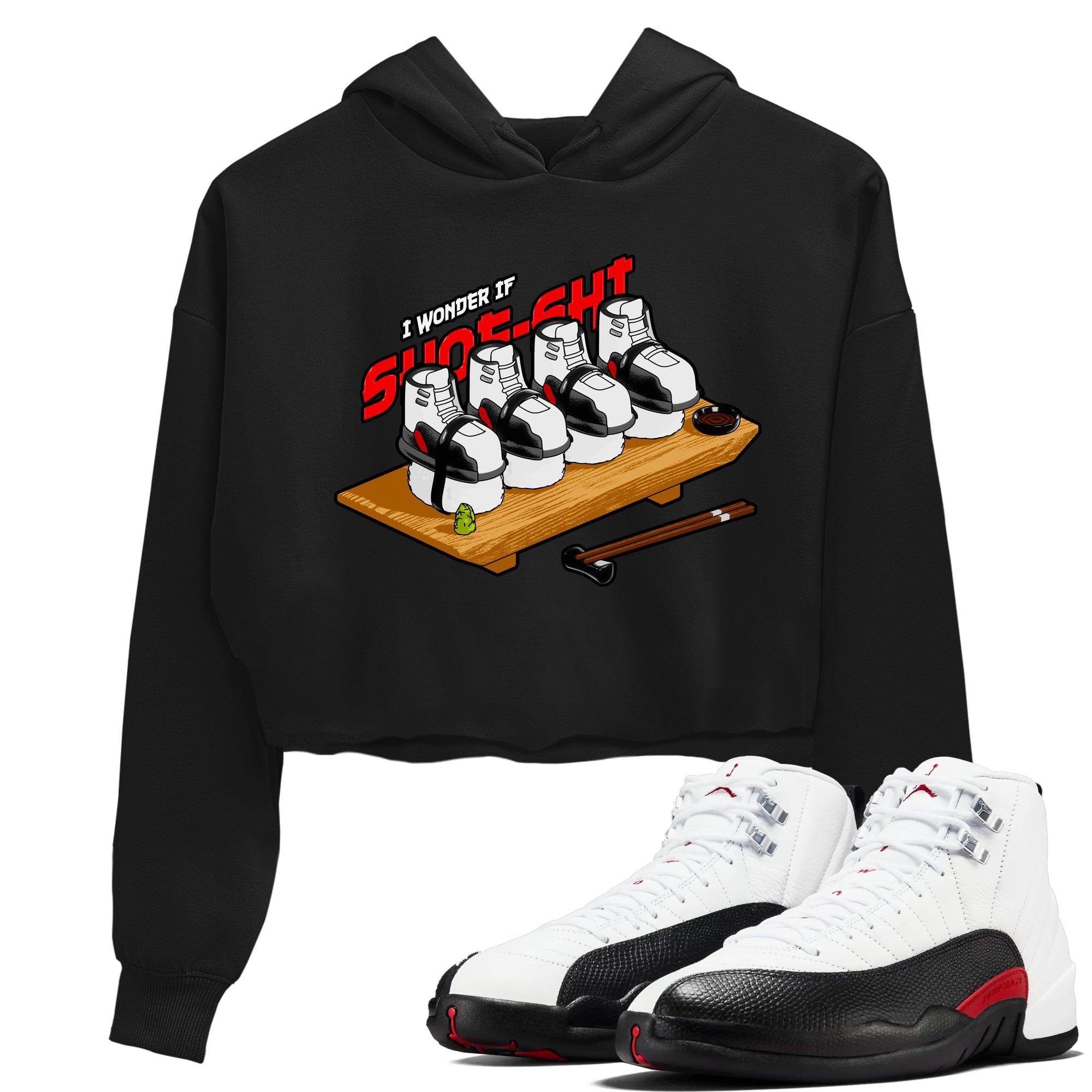 12s Taxi Flip shirts to match jordans Shoe-Shi sneaker match tees Air Jordan 12 Taxi Flip Drip Gear Zone streetwear brand Black 1 crop tee