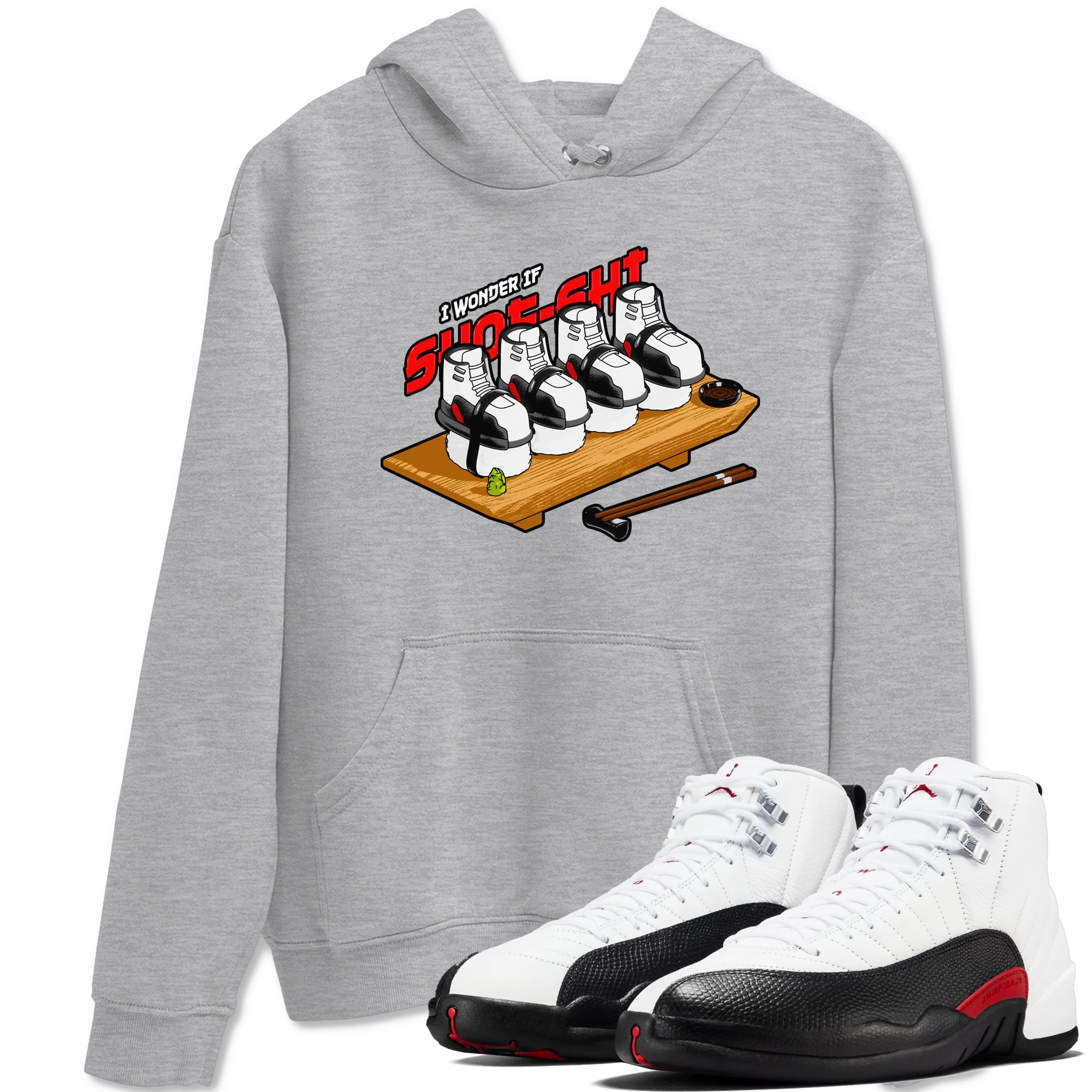 12s Taxi Flip shirts to match jordans Shoe-Shi sneaker match tees Air Jordan 12 Taxi Flip Drip Gear Zone streetwear brand Heather Grey 1 unisex cotton tee