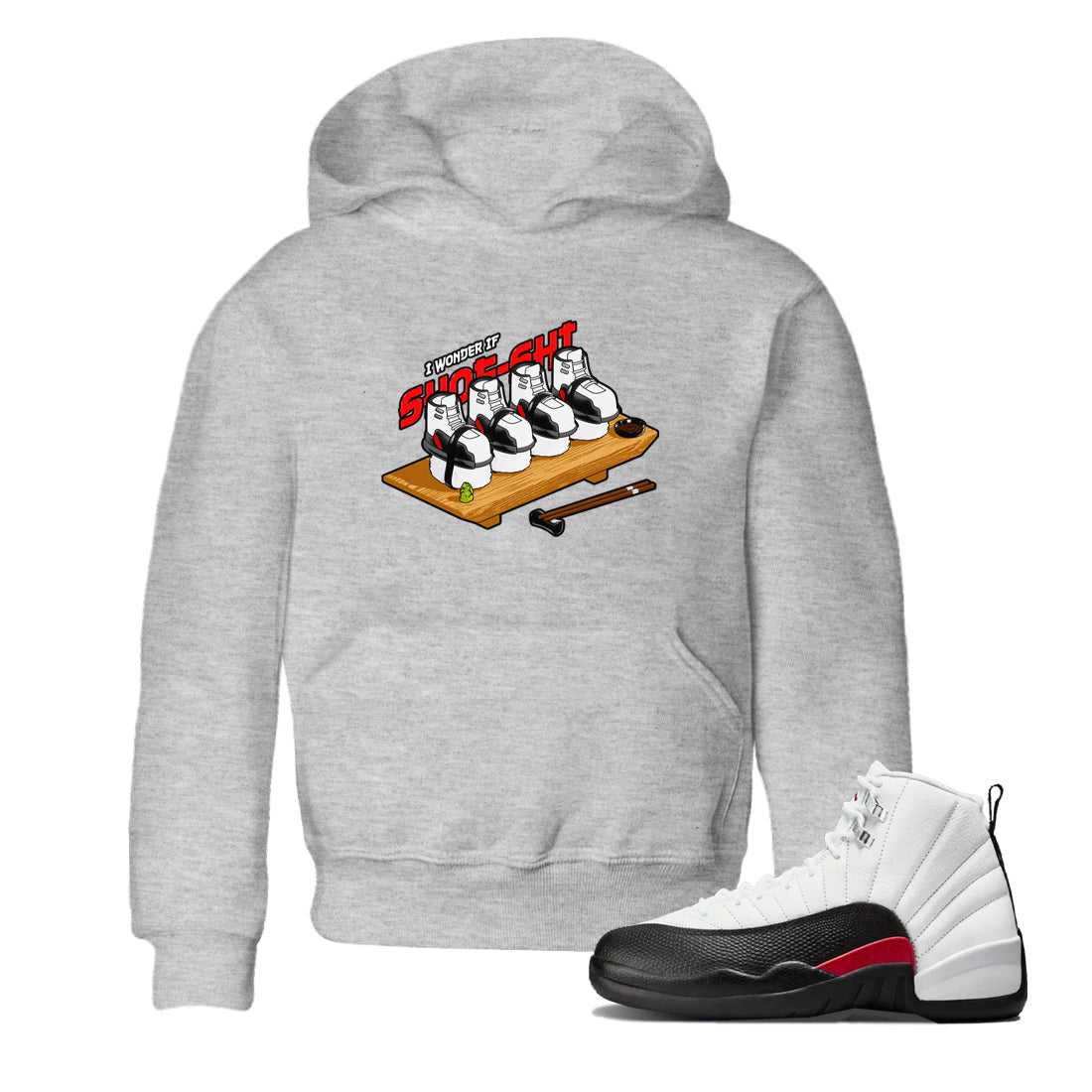 12s Taxi Flip shirts to match jordans Shoe-Shi sneaker match tees Air Jordan 12 Taxi Flip Drip Gear Zone streetwear brand Baby and Youth Heather Grey 1 cotton tee