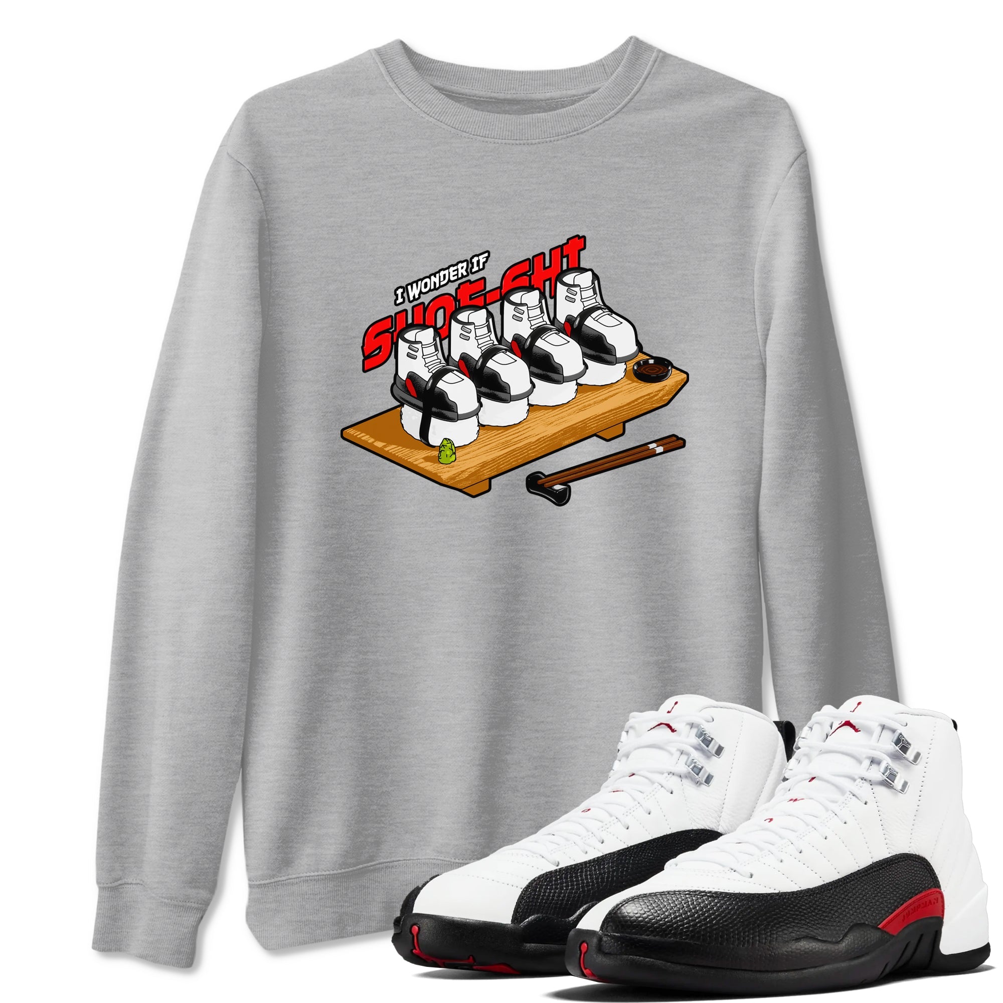 12s Taxi Flip shirts to match jordans Shoe-Shi sneaker match tees Air Jordan 12 Taxi Flip Drip Gear Zone streetwear brand Heather Grey 1 unisex cotton tee
