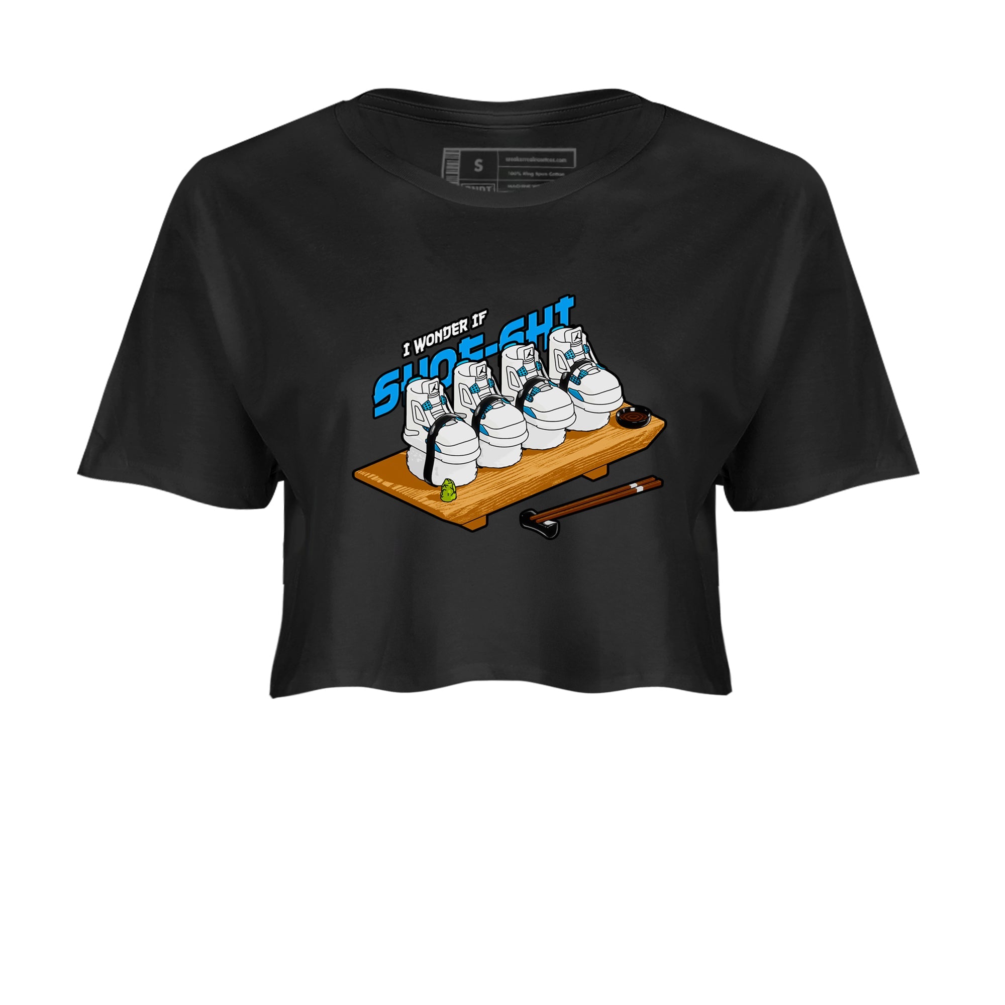 Air Jordan 4 Industrial Blue shirt to match jordans Shoe-Shi sneaker tees Air Jordan 4 Military Blue Drip Gear Zone Black 2 crop length shirt